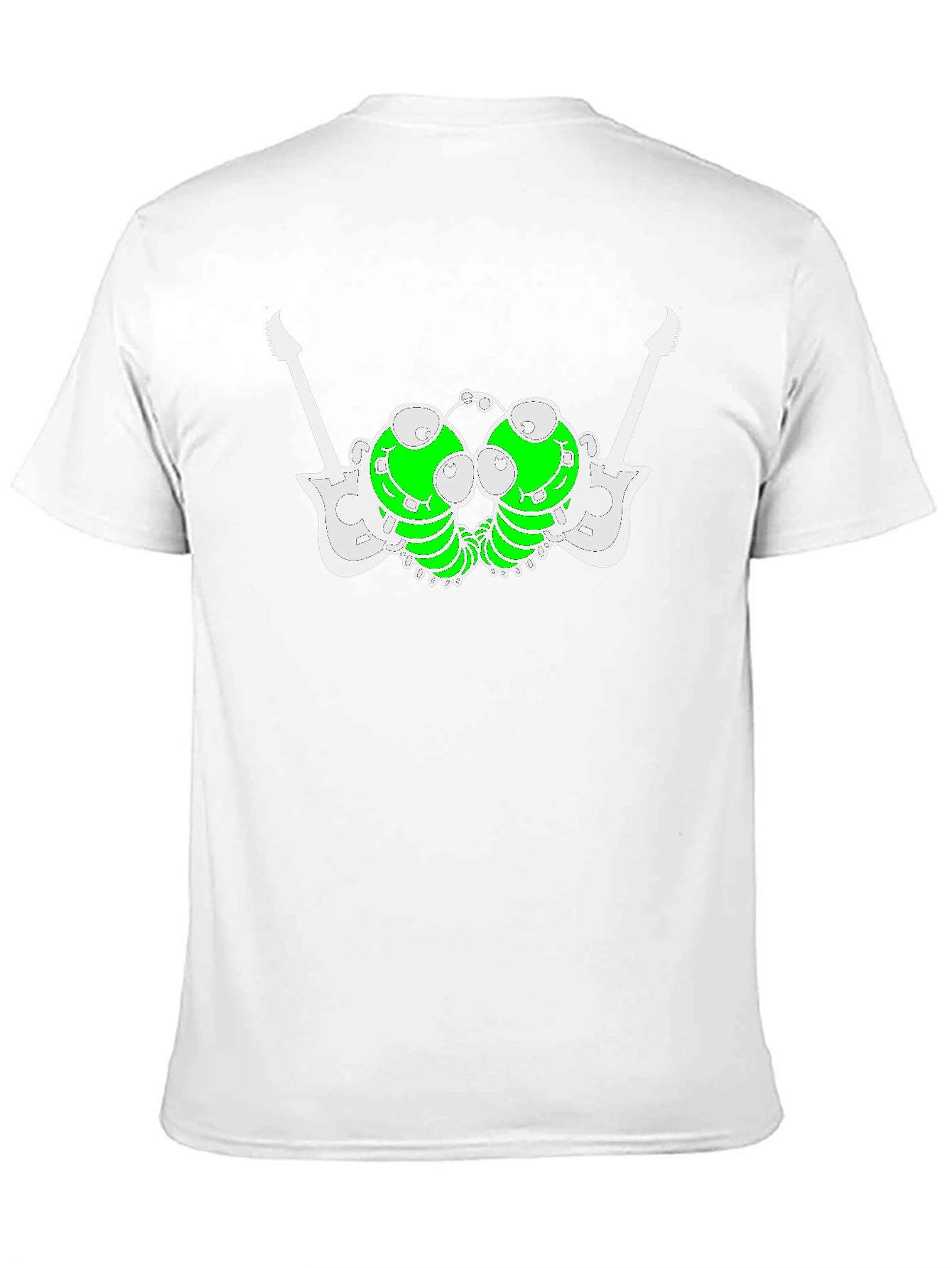 Unique Graphic Tee: Guitar-Caterpillar Design