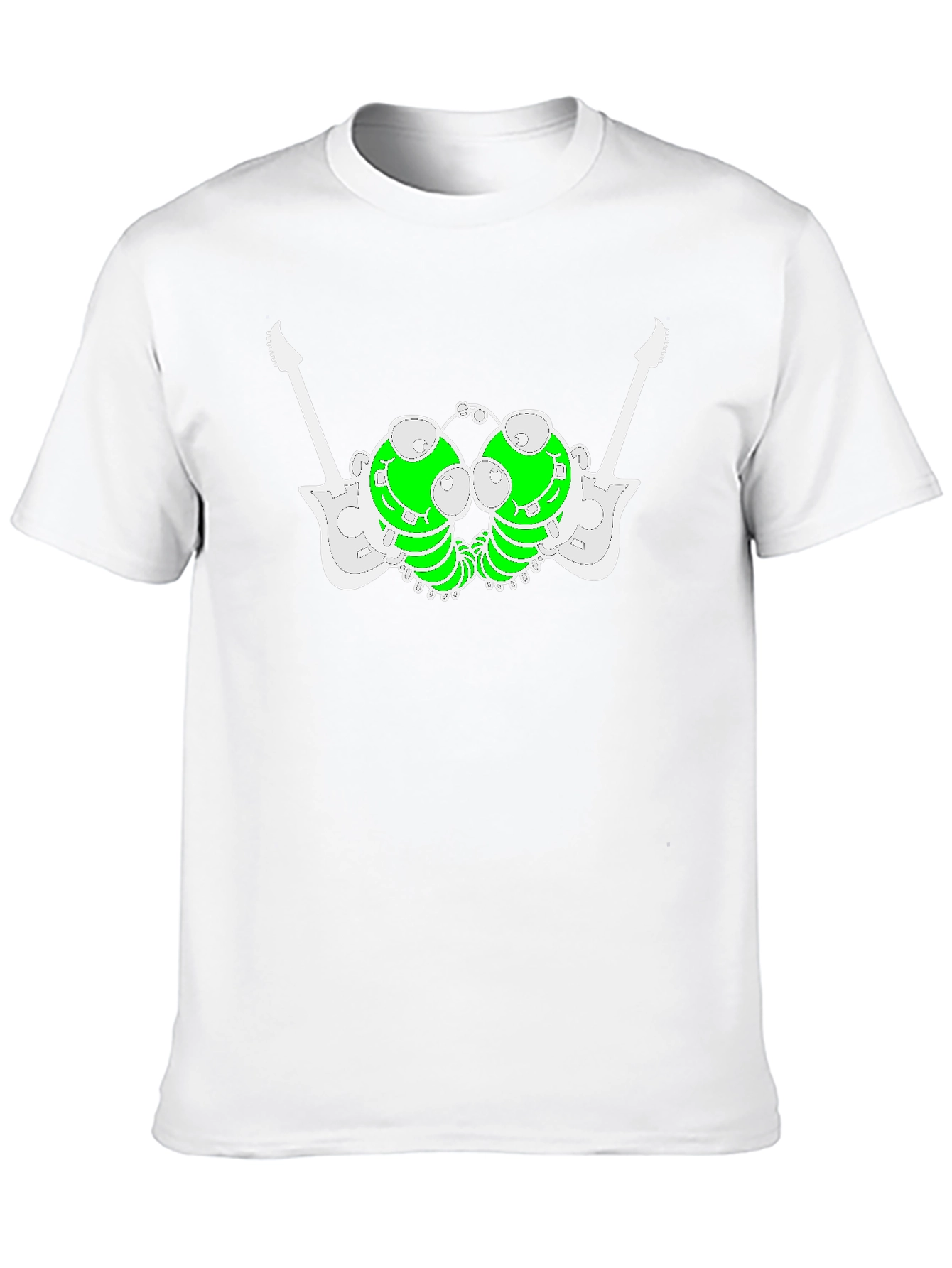 Unique Graphic Tee: Guitar-Caterpillar Design