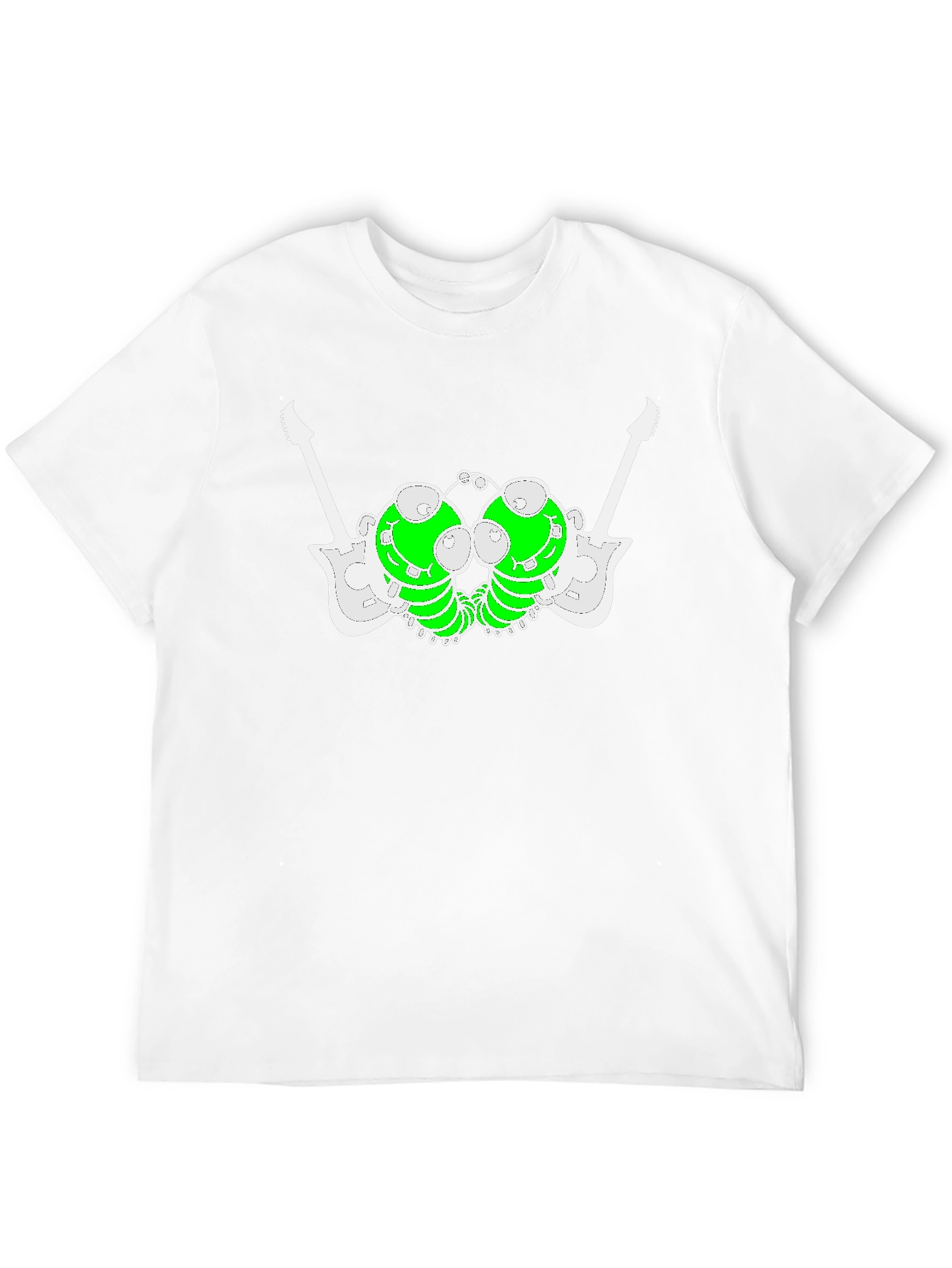 Unique Graphic Tee: Guitar-Caterpillar Design