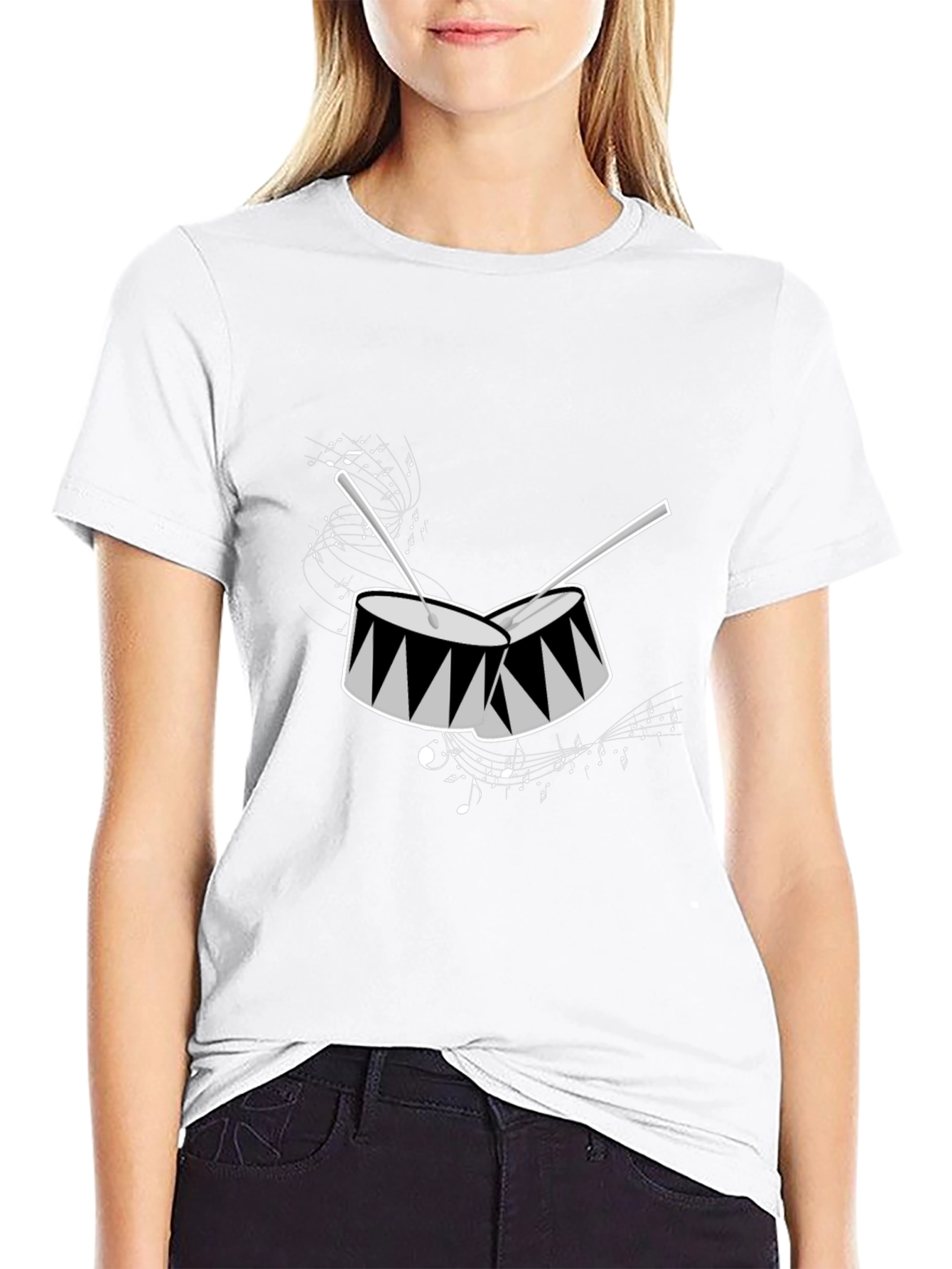 Drum Graphic Tee - Black Short Sleeve Shirt