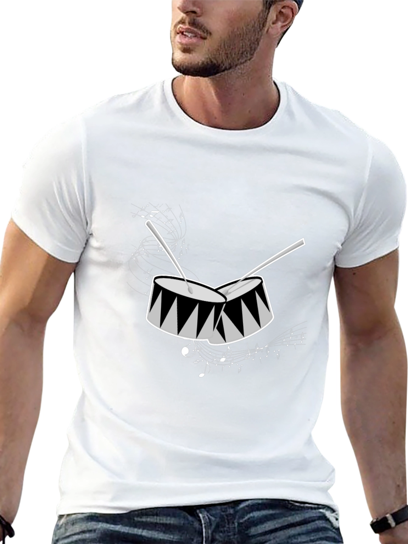 Drum Graphic Tee - Black Short Sleeve Shirt