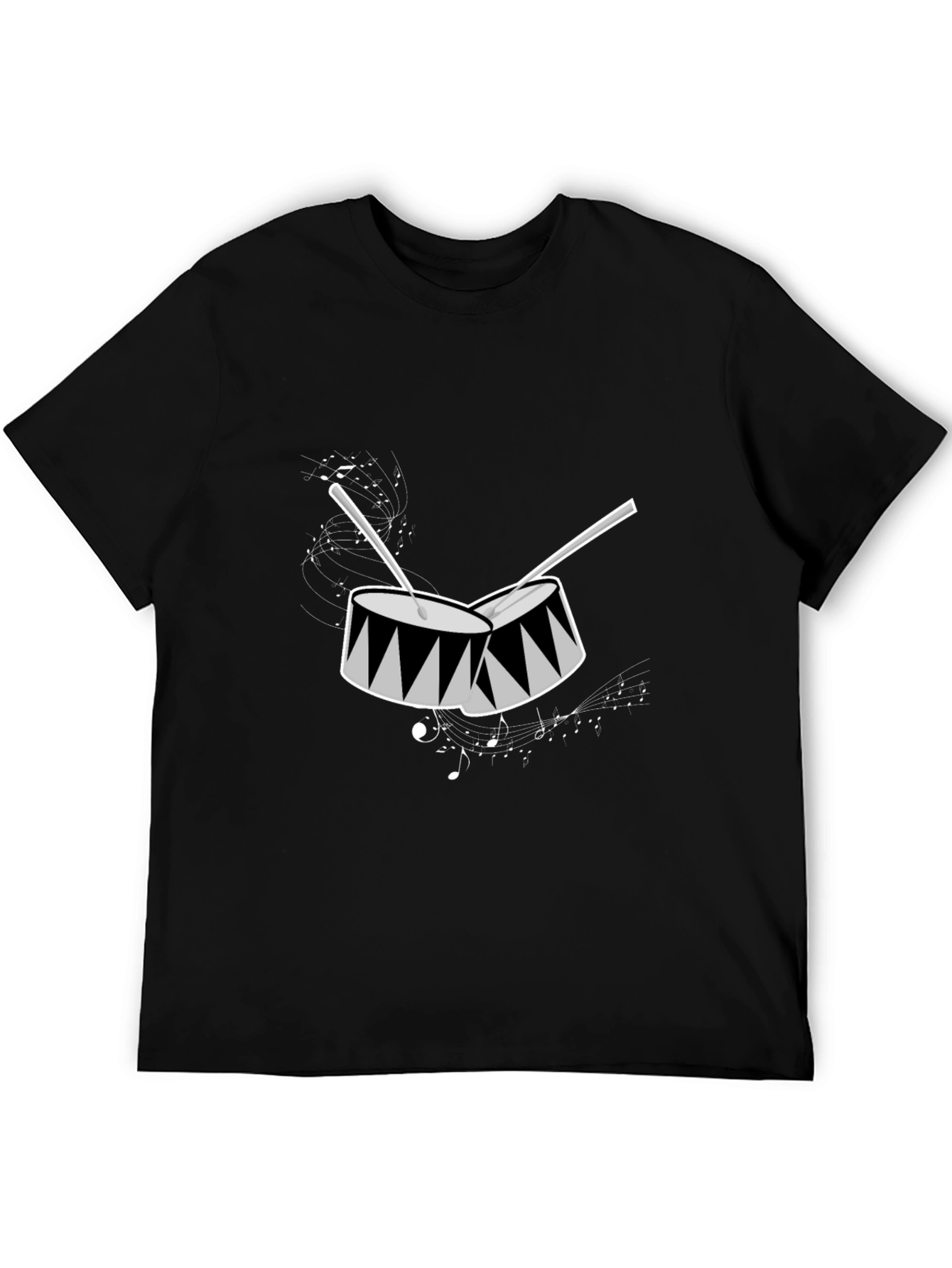 Drum Graphic Tee - Black Short Sleeve Shirt