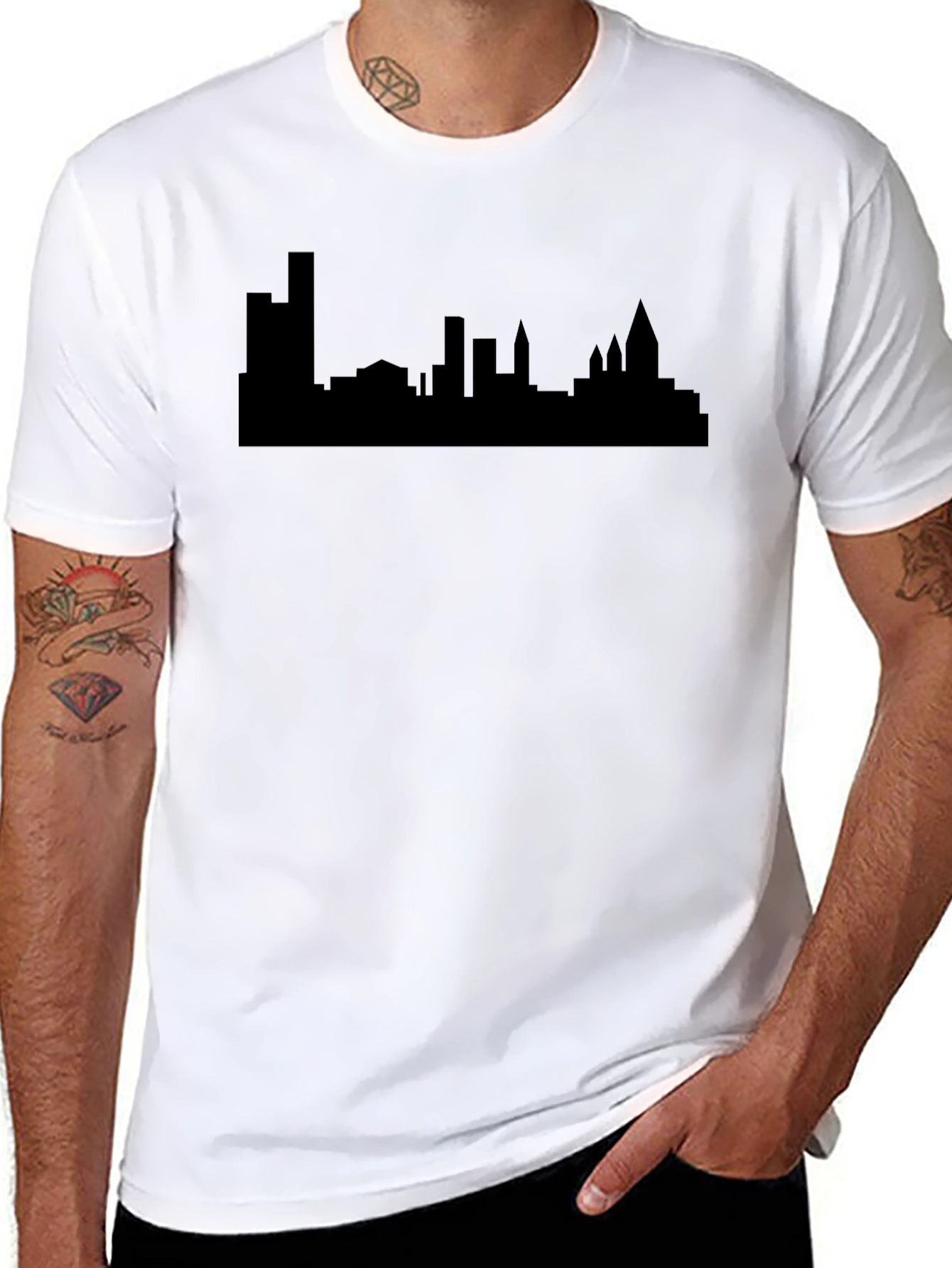 Cityscape Silhouette Graphic Tee - Modern Urban Style