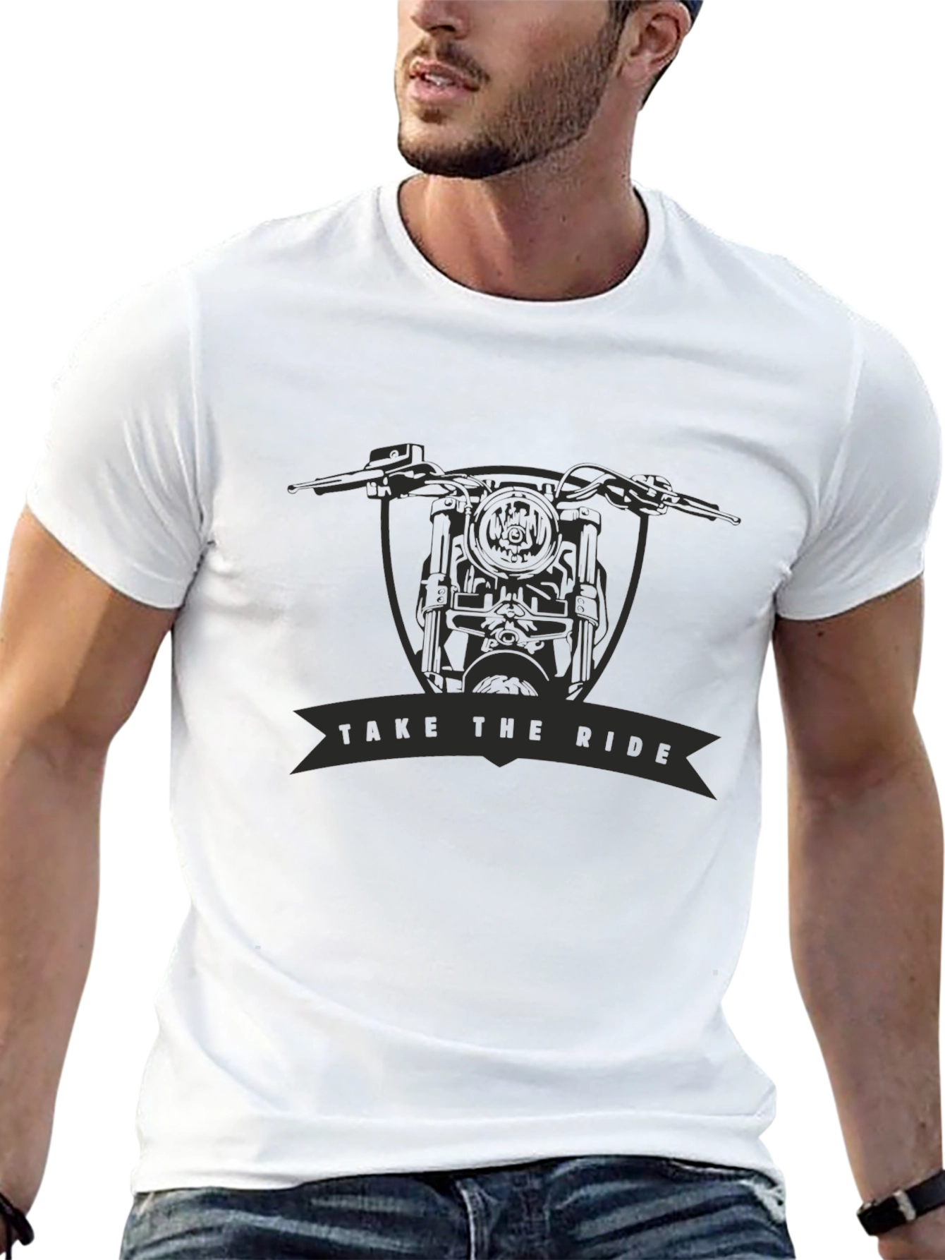 Black Take the Ride Motorcycle Graphic Tee