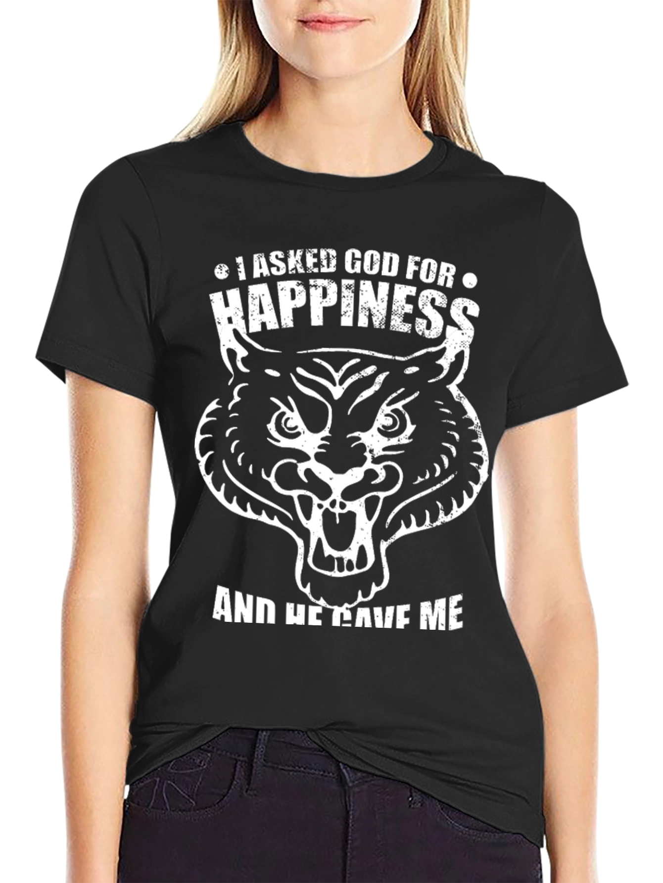I Asked God For Happiness Graphic Tee