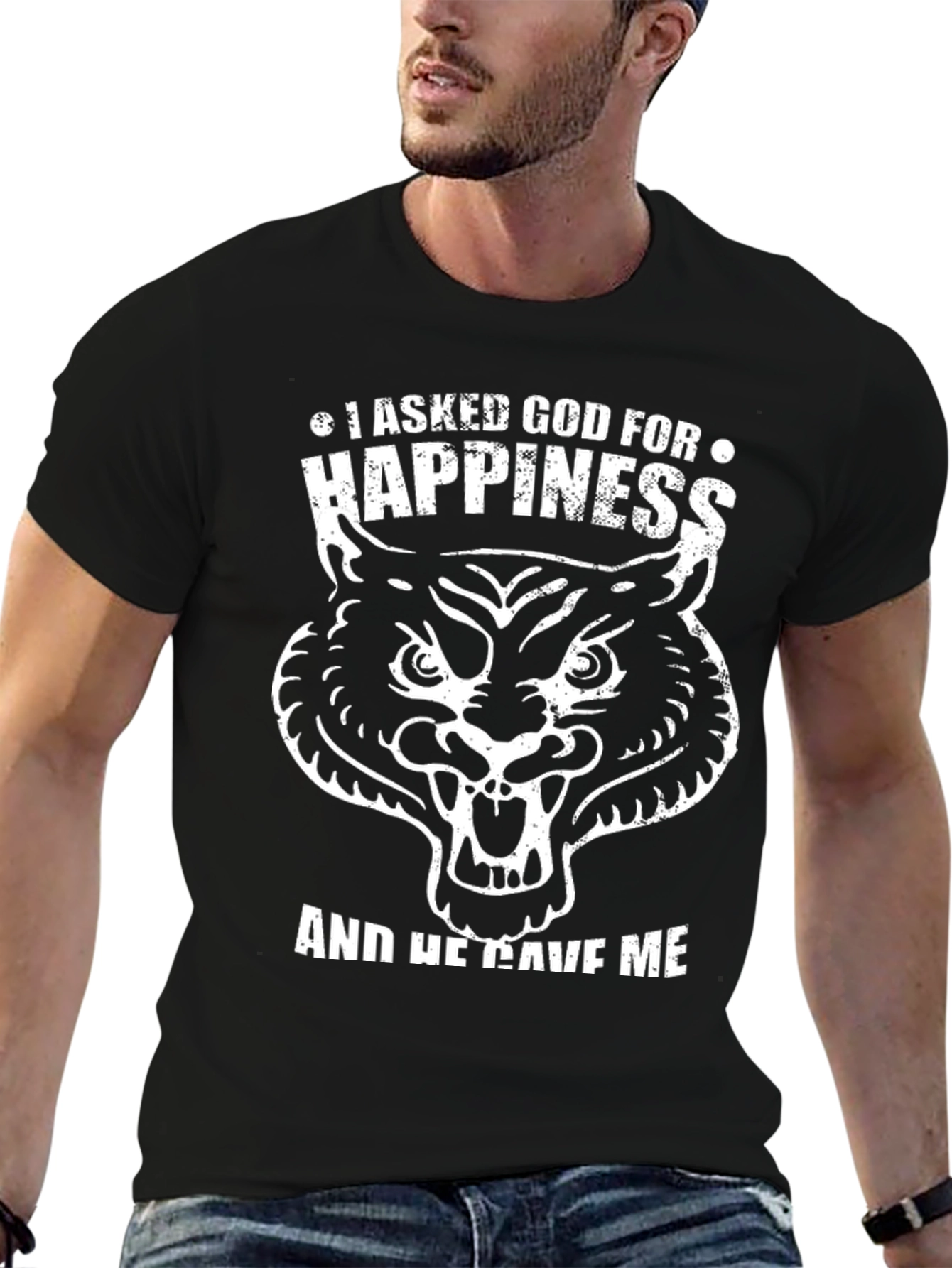 I Asked God For Happiness Graphic Tee