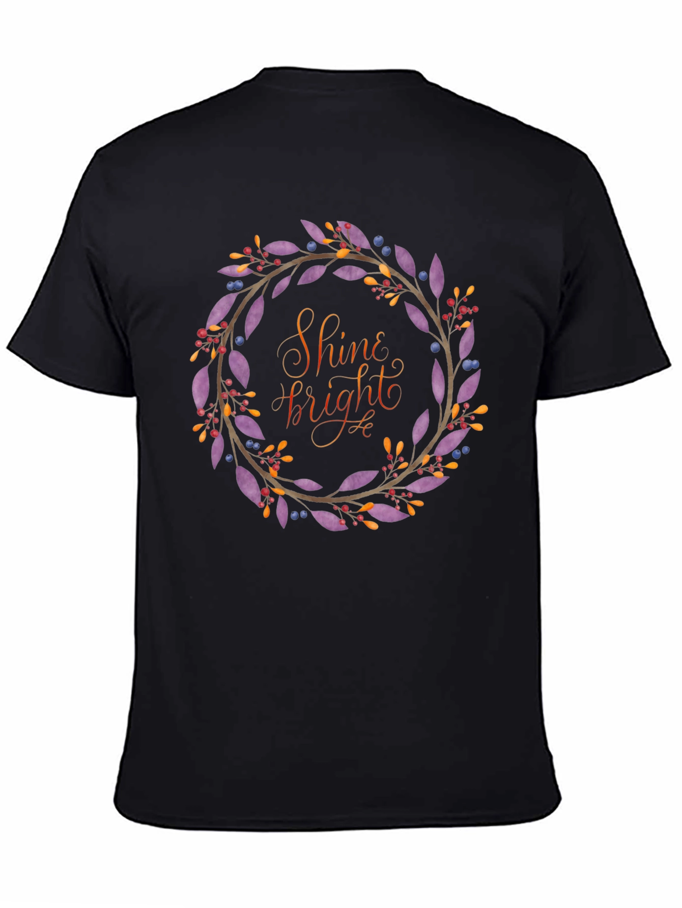 Shine Bright Floral Wreath Black T-Shirt
