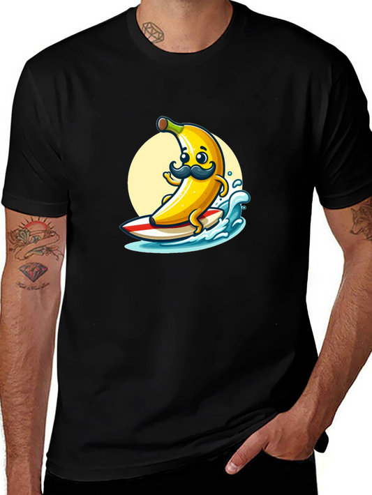 Surfing Banana Graphic T-Shirt - Funny Cartoon Tee