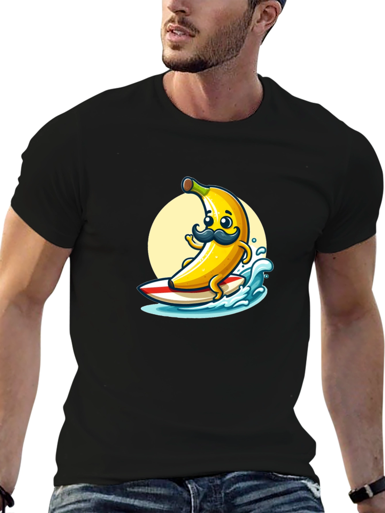 Surfing Banana Graphic T-Shirt - Funny Cartoon Tee