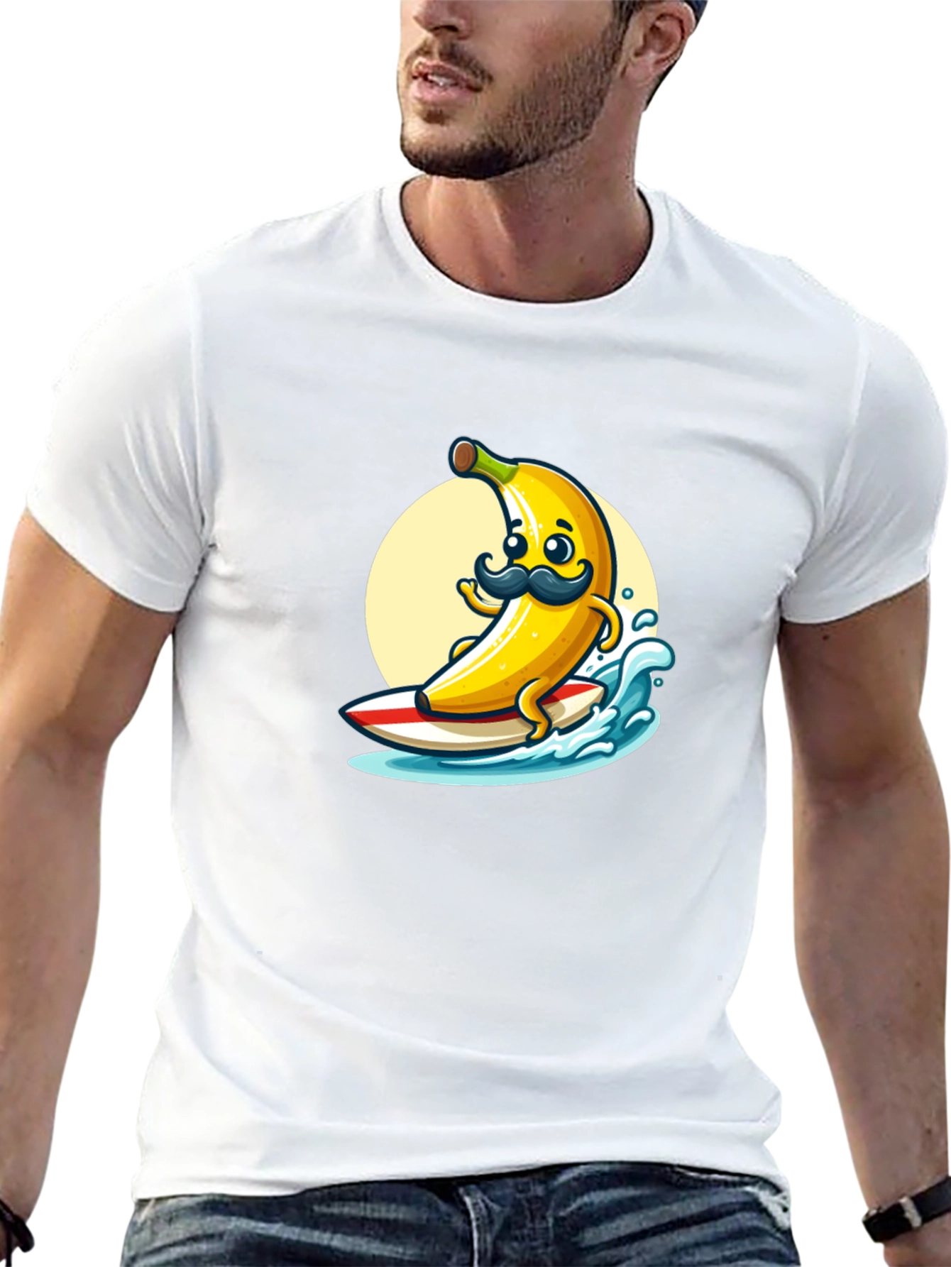 Surfing Banana Graphic T-Shirt - Funny Cartoon Tee