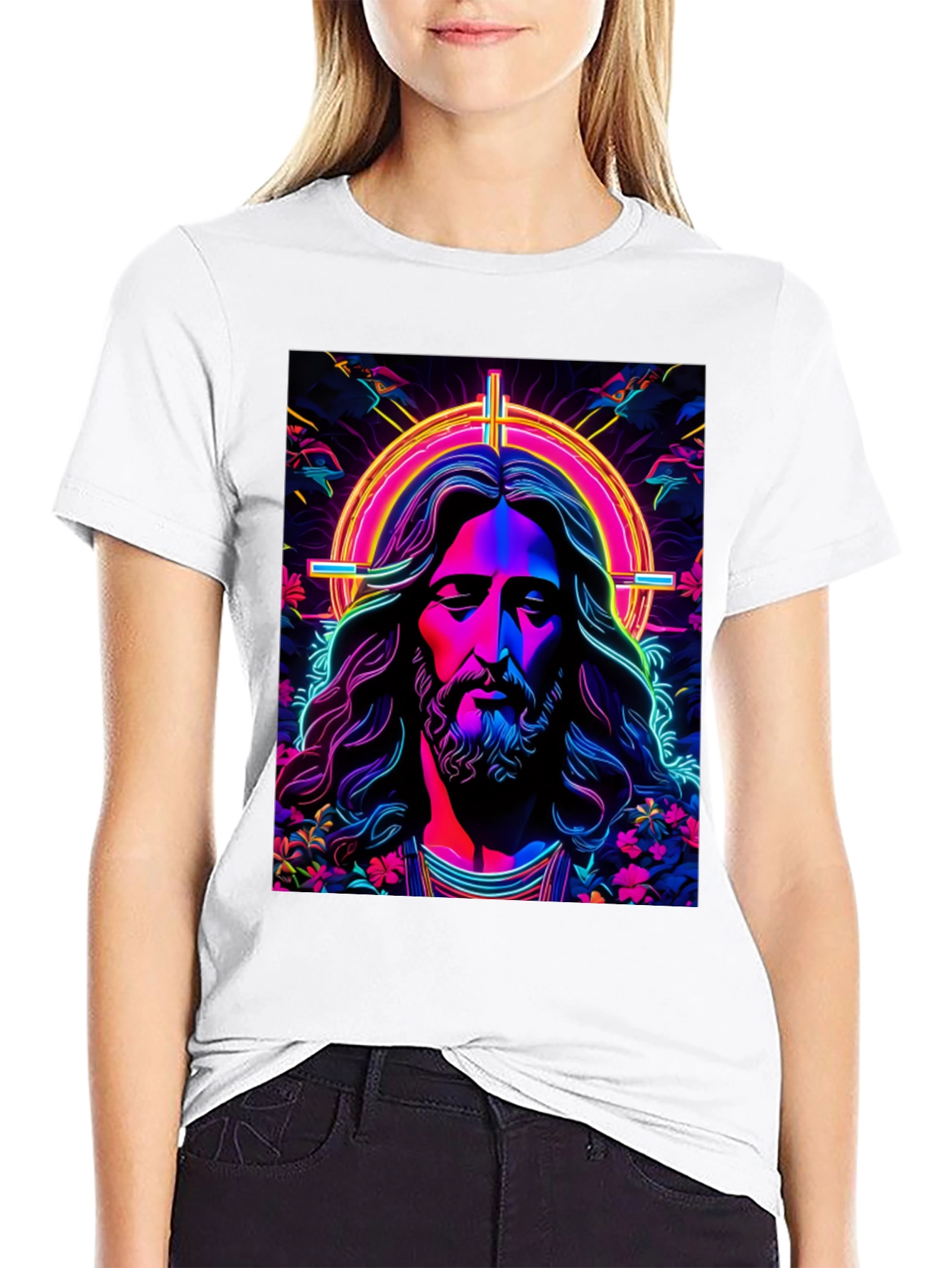 Neon Jesus Graphic Tee