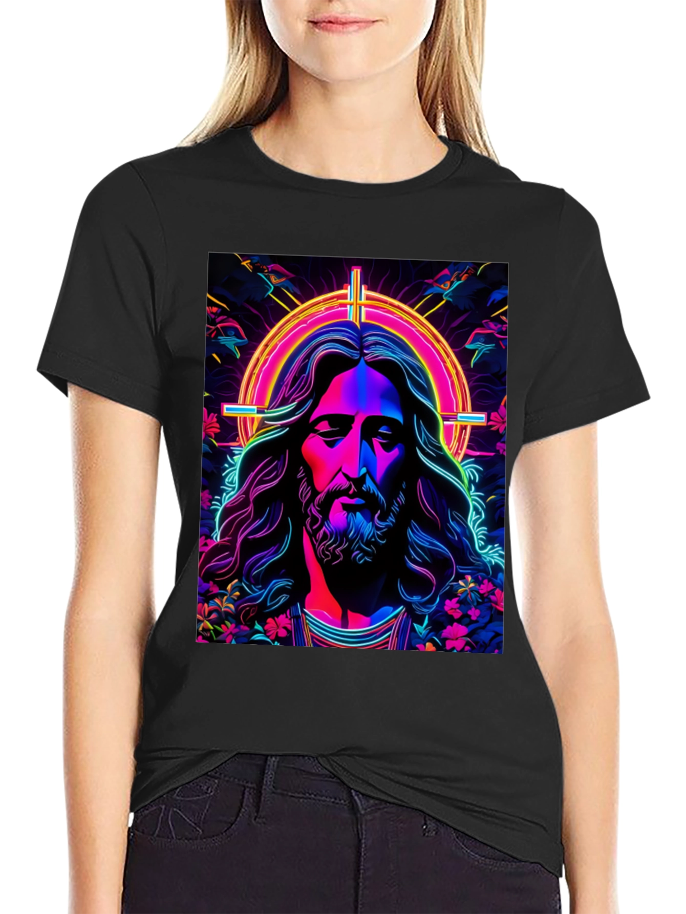 Neon Jesus Graphic Tee