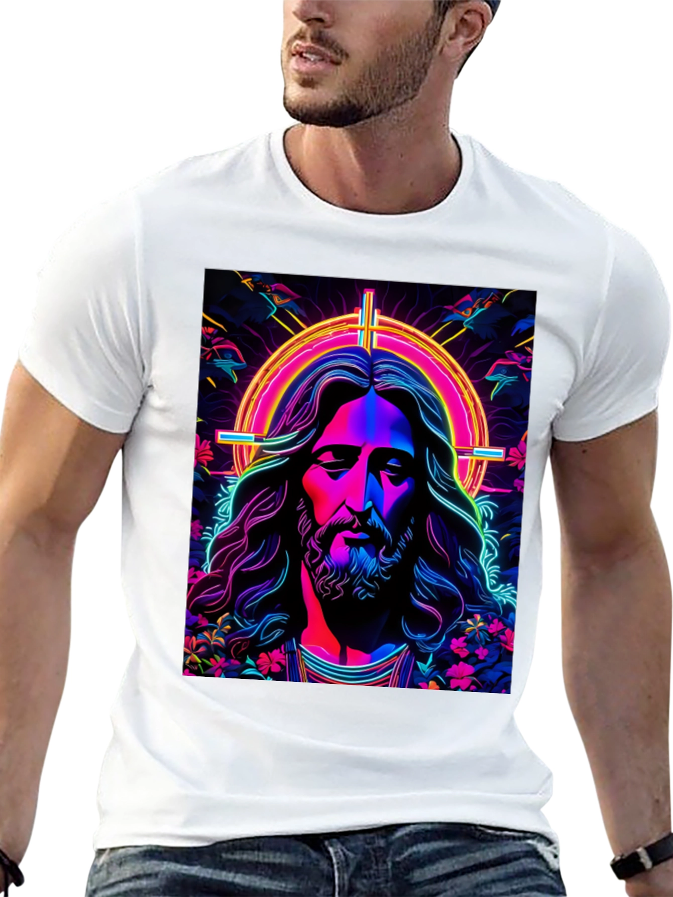 Neon Jesus Graphic Tee