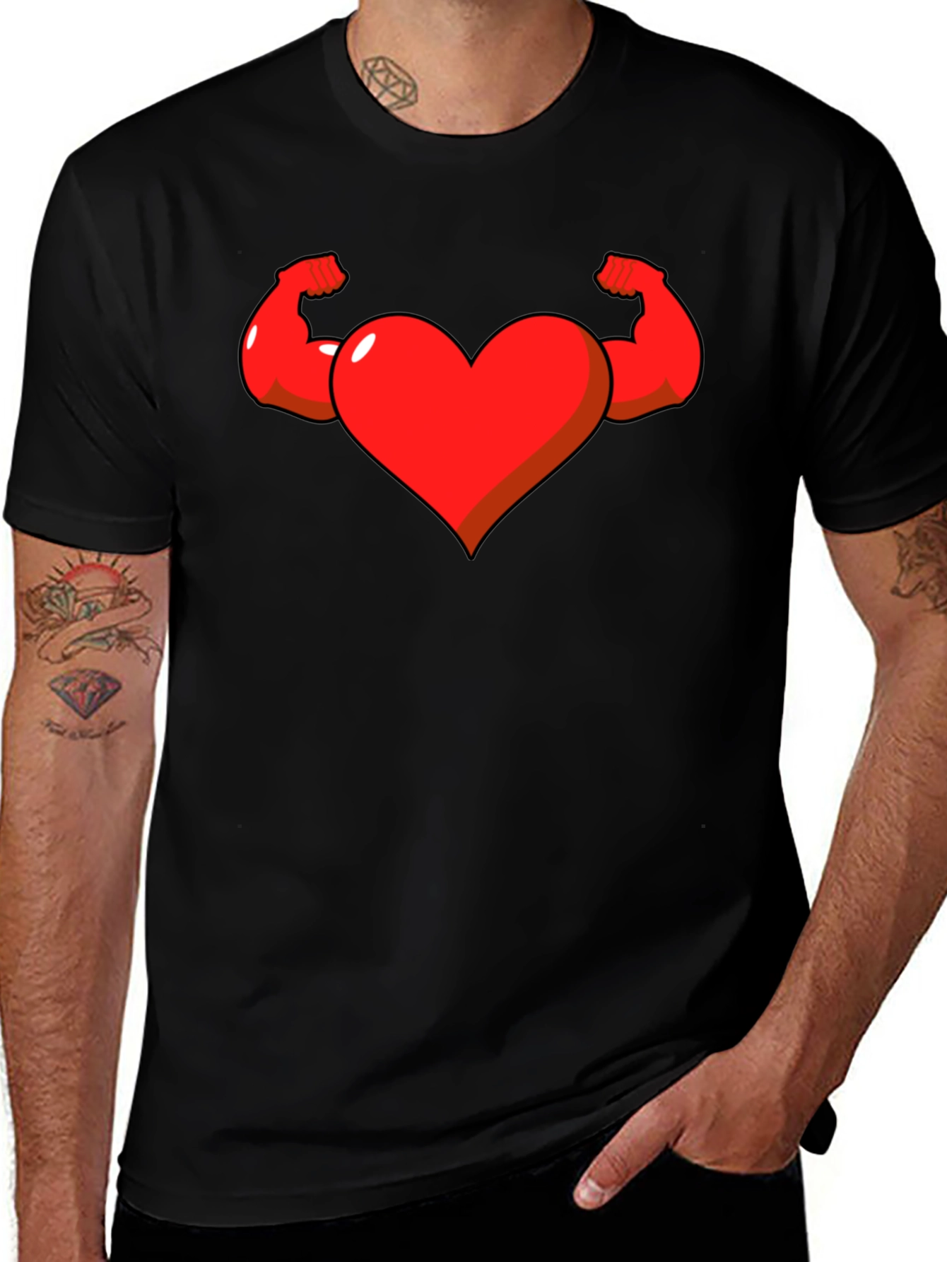 Heart with Muscle Arms Graphic Tee