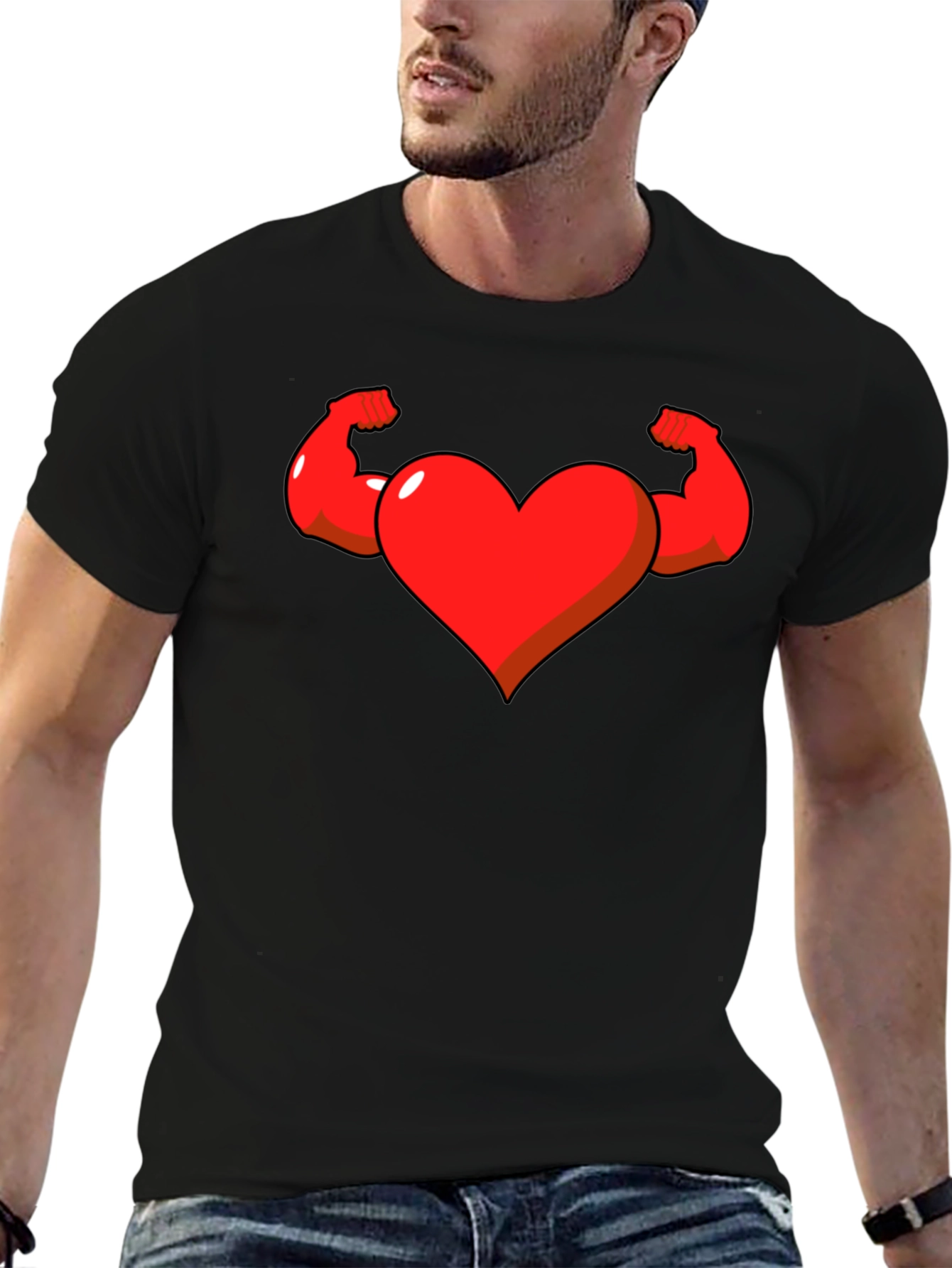 Heart with Muscle Arms Graphic Tee