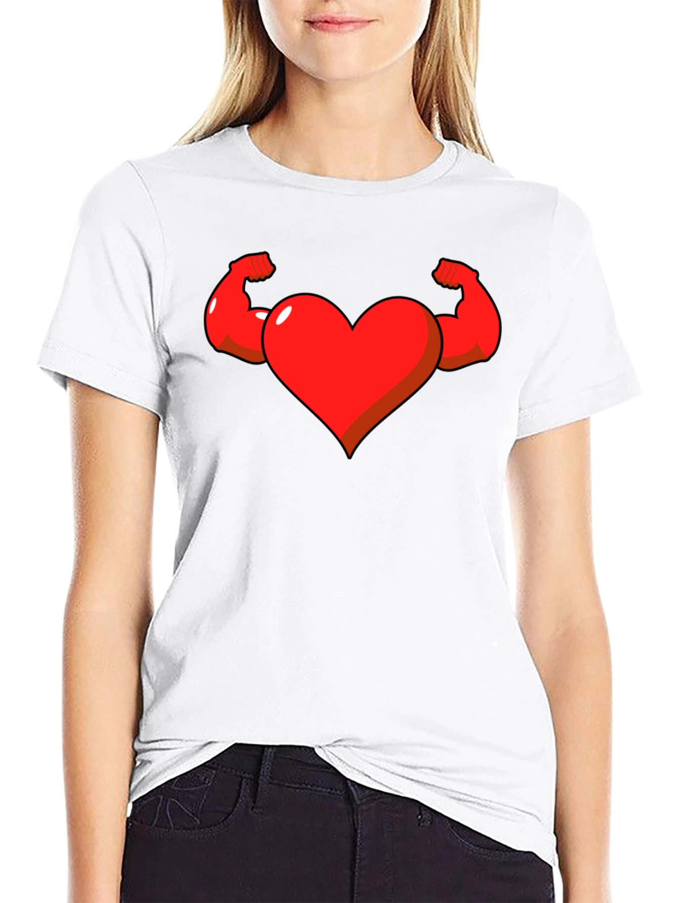 Heart with Muscle Arms Graphic Tee