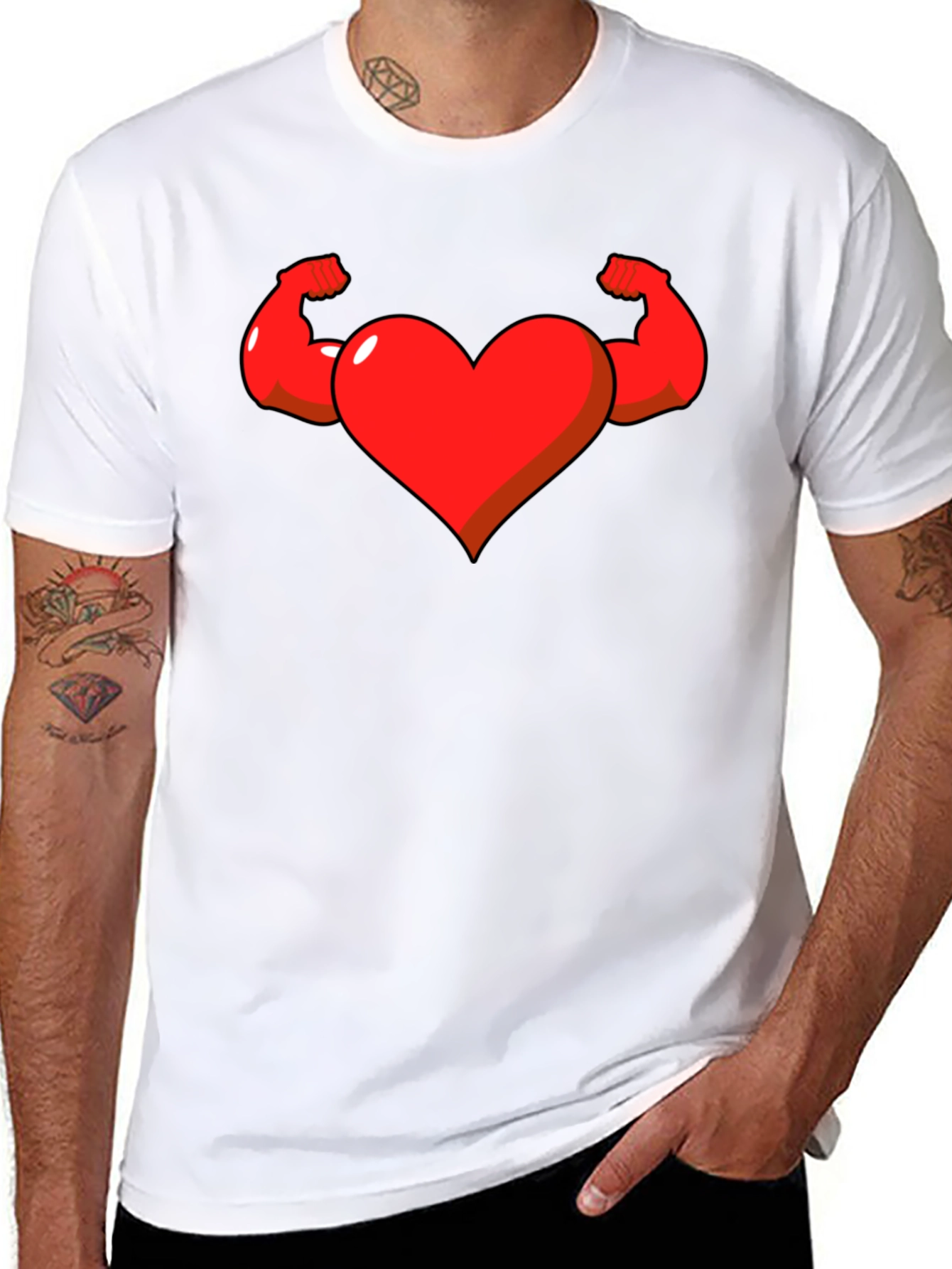 Heart with Muscle Arms Graphic Tee