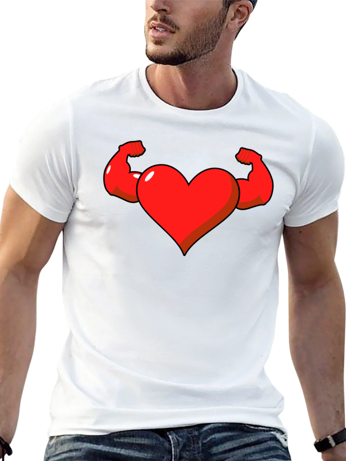 Heart with Muscle Arms Graphic Tee