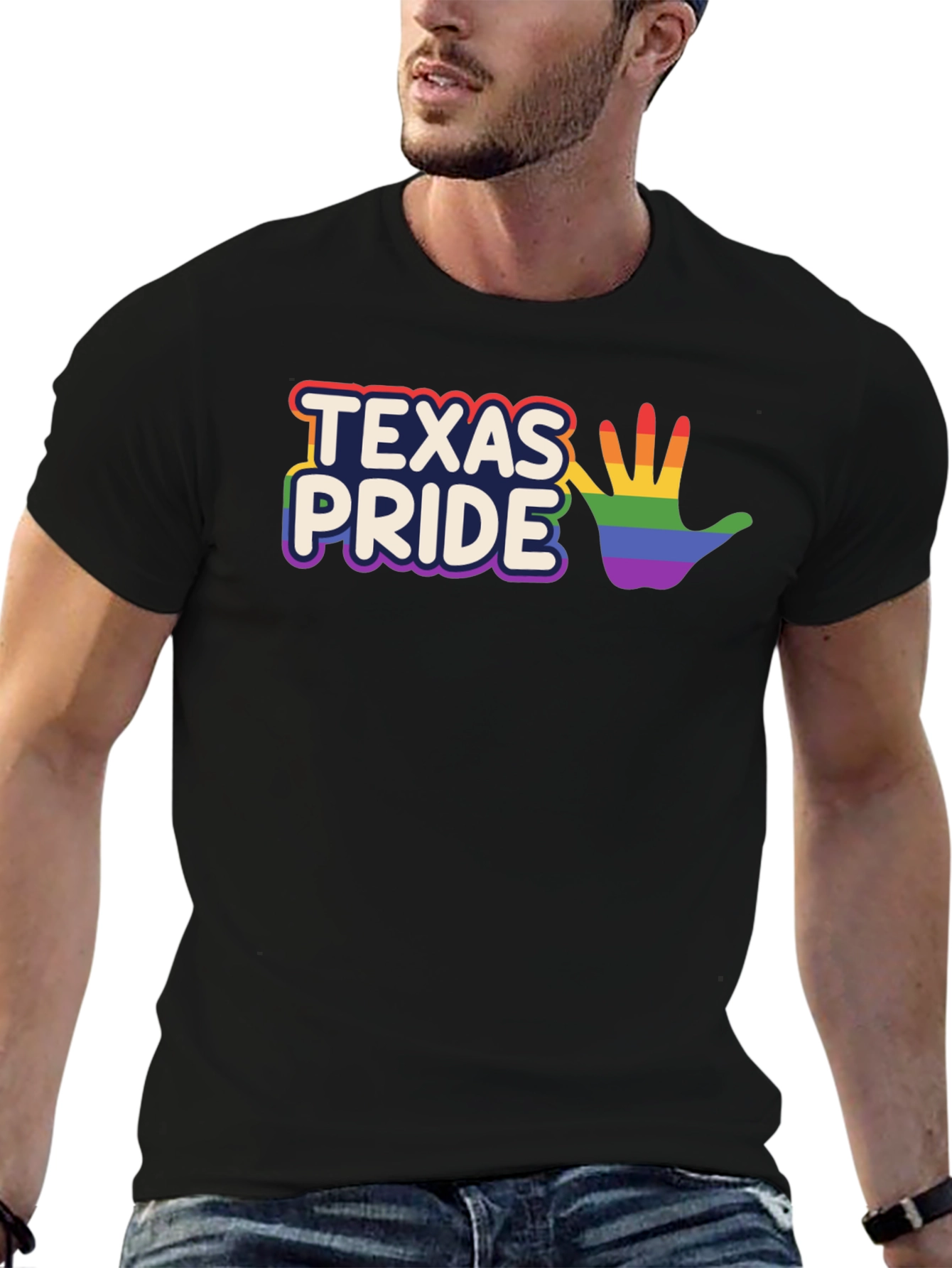 Texas Pride LGBTQ+ Rainbow Hand T-Shirt