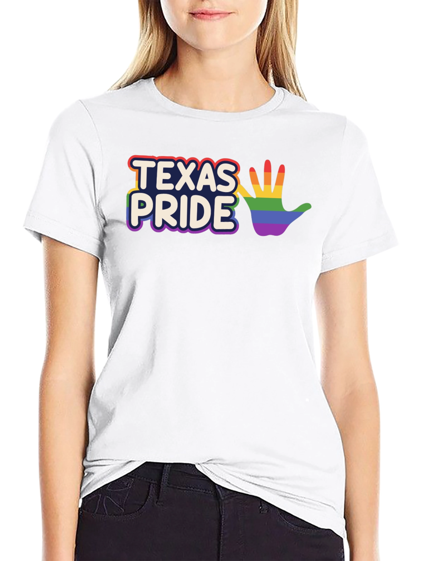 Texas Pride LGBTQ+ Rainbow Hand T-Shirt