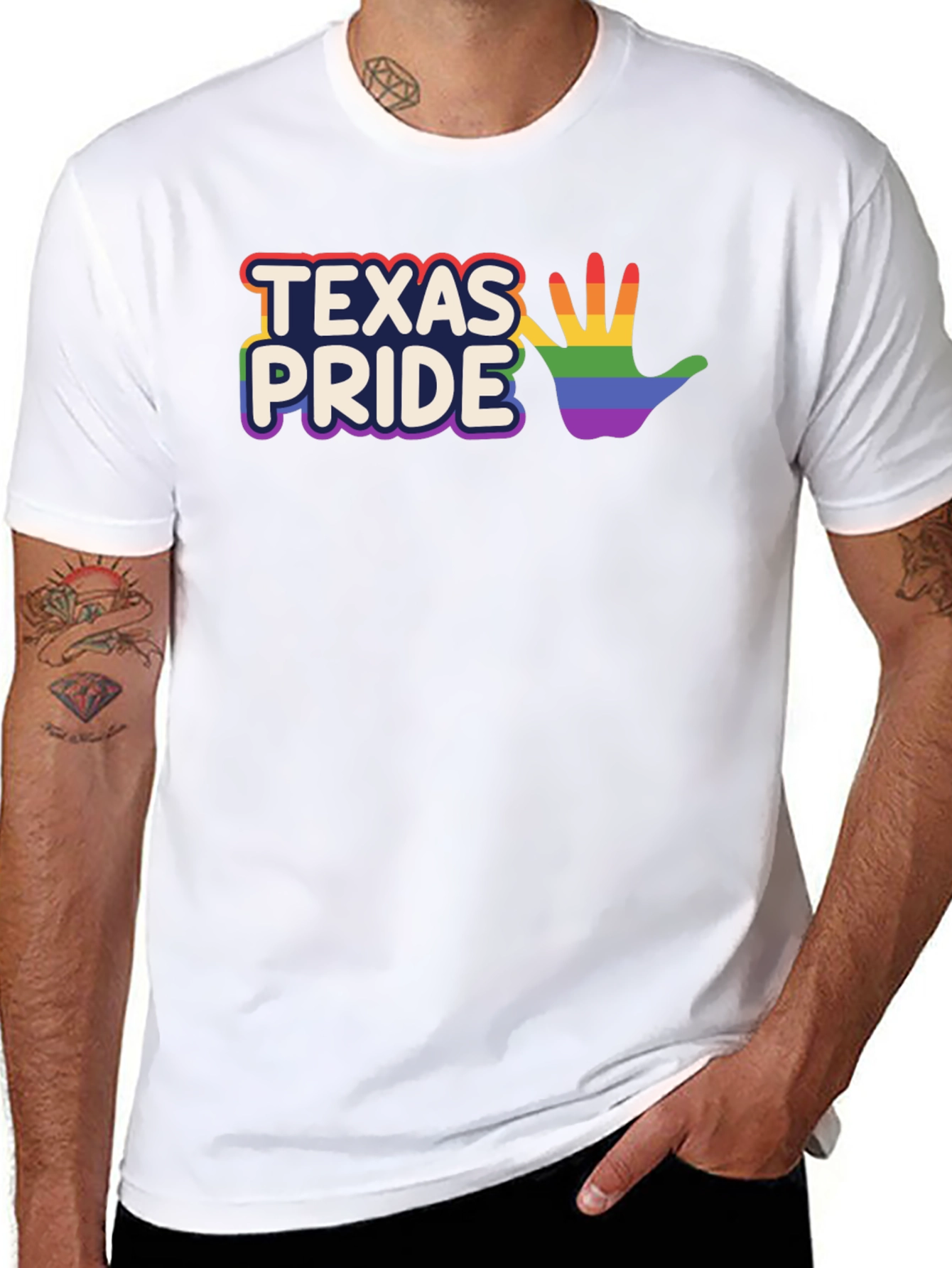 Texas Pride LGBTQ+ Rainbow Hand T-Shirt