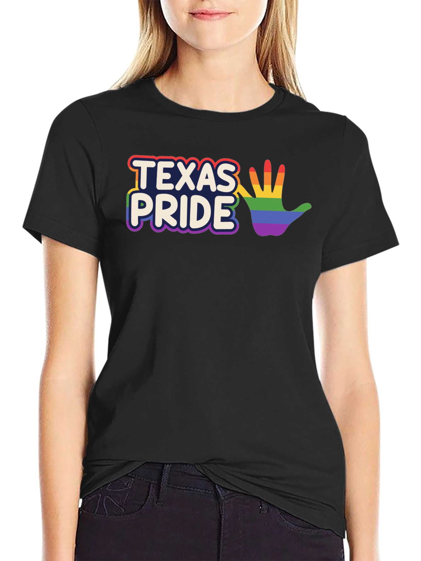 Texas Pride LGBTQ+ Rainbow Hand T-Shirt