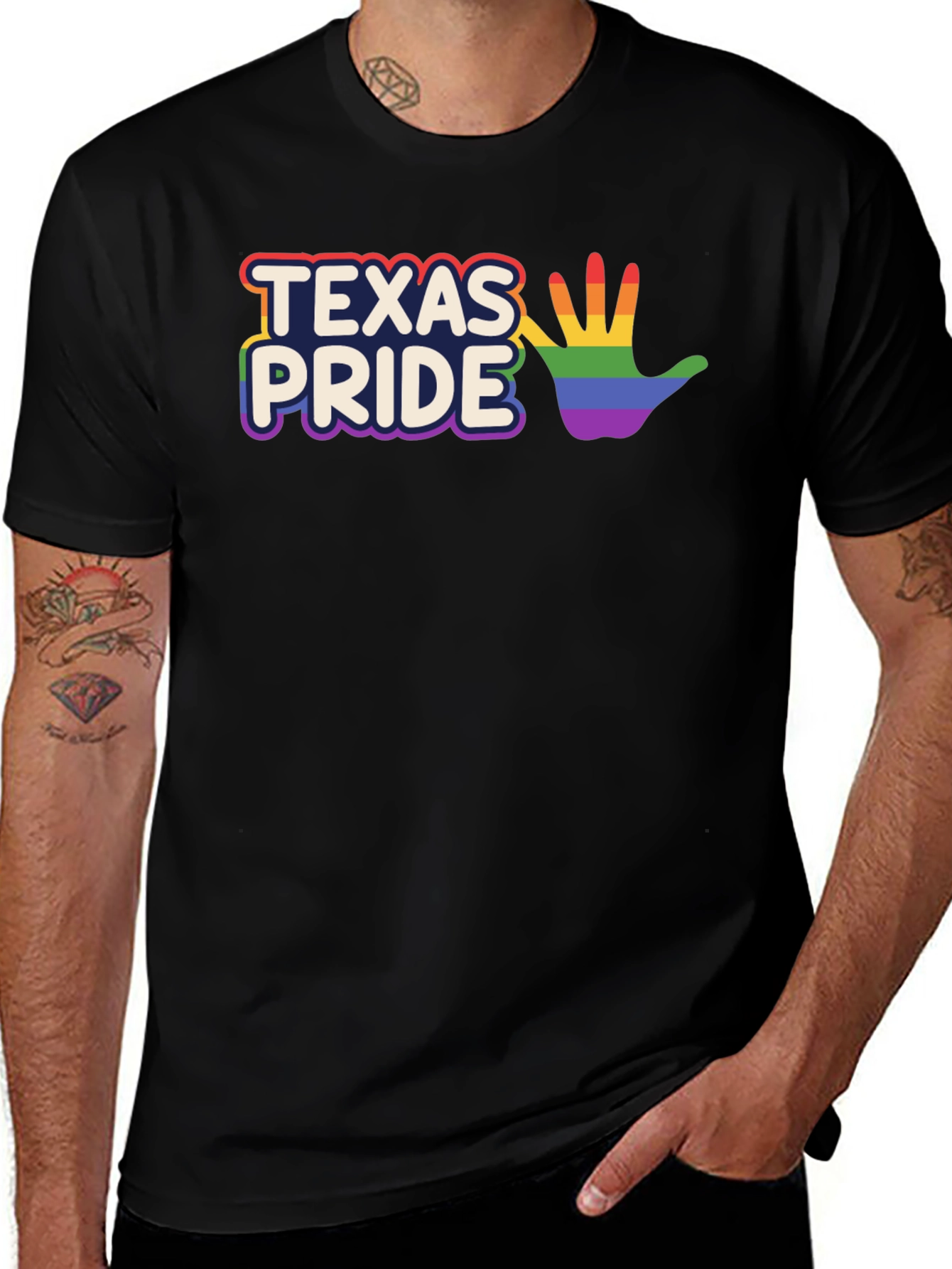 Texas Pride LGBTQ+ Rainbow Hand T-Shirt