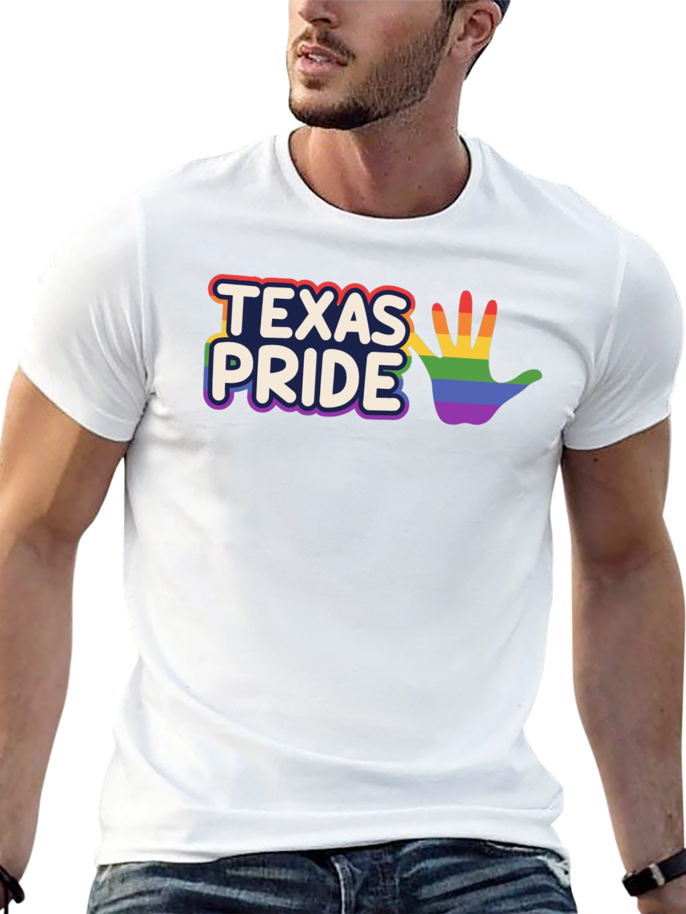 Texas Pride LGBTQ+ Rainbow Hand T-Shirt