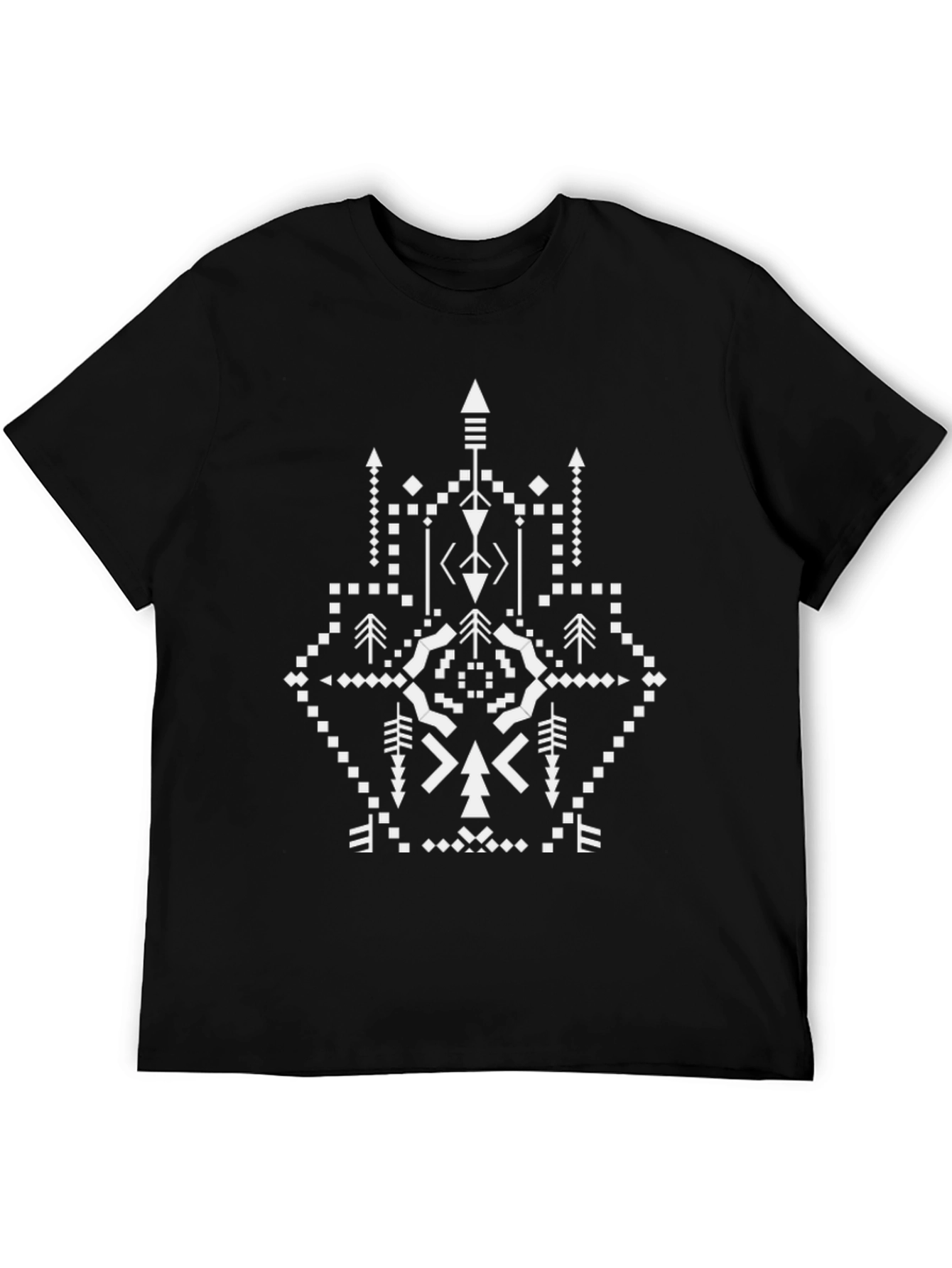 Geometric Pattern Black Graphic Tee