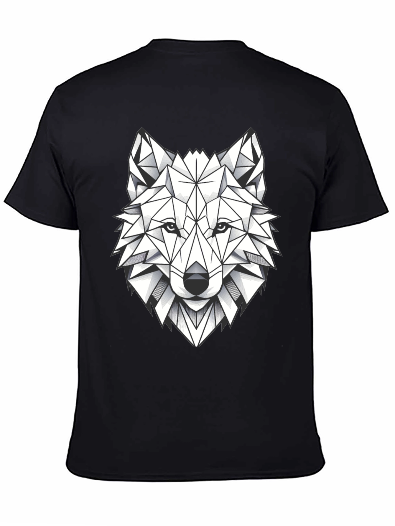 Geometric Wolf Graphic Tee - Modern Black T-Shirt