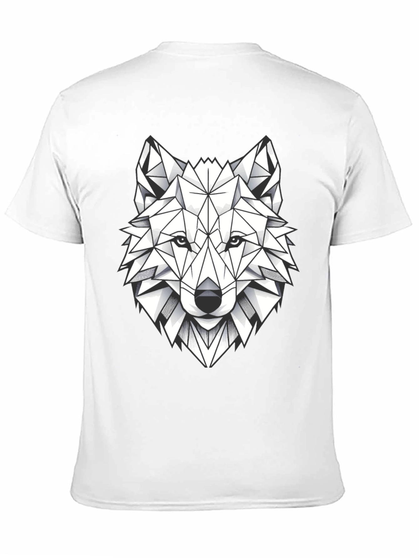 Geometric Wolf Graphic Tee - Modern Black T-Shirt