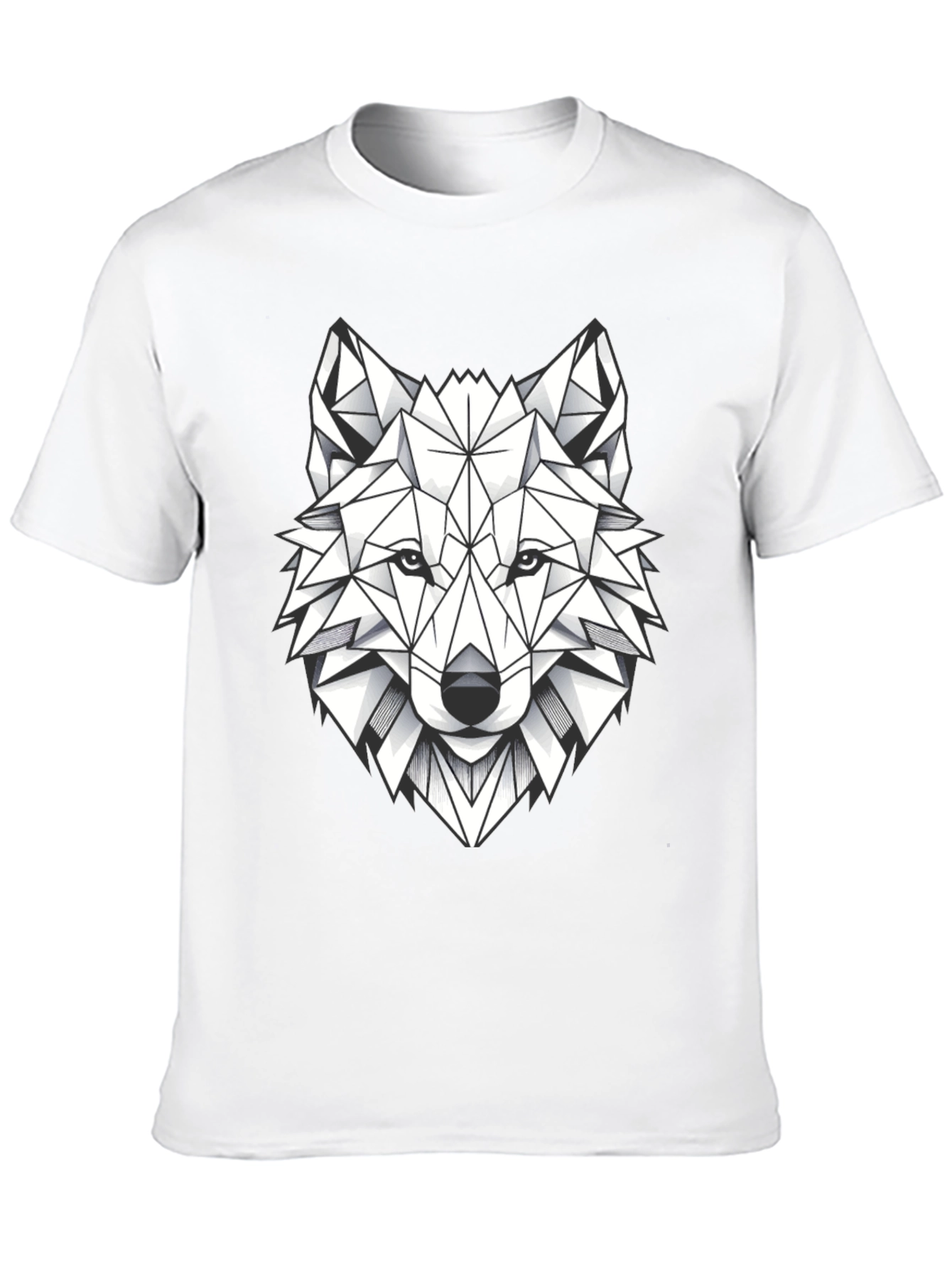 Geometric Wolf Graphic Tee - Modern Black T-Shirt