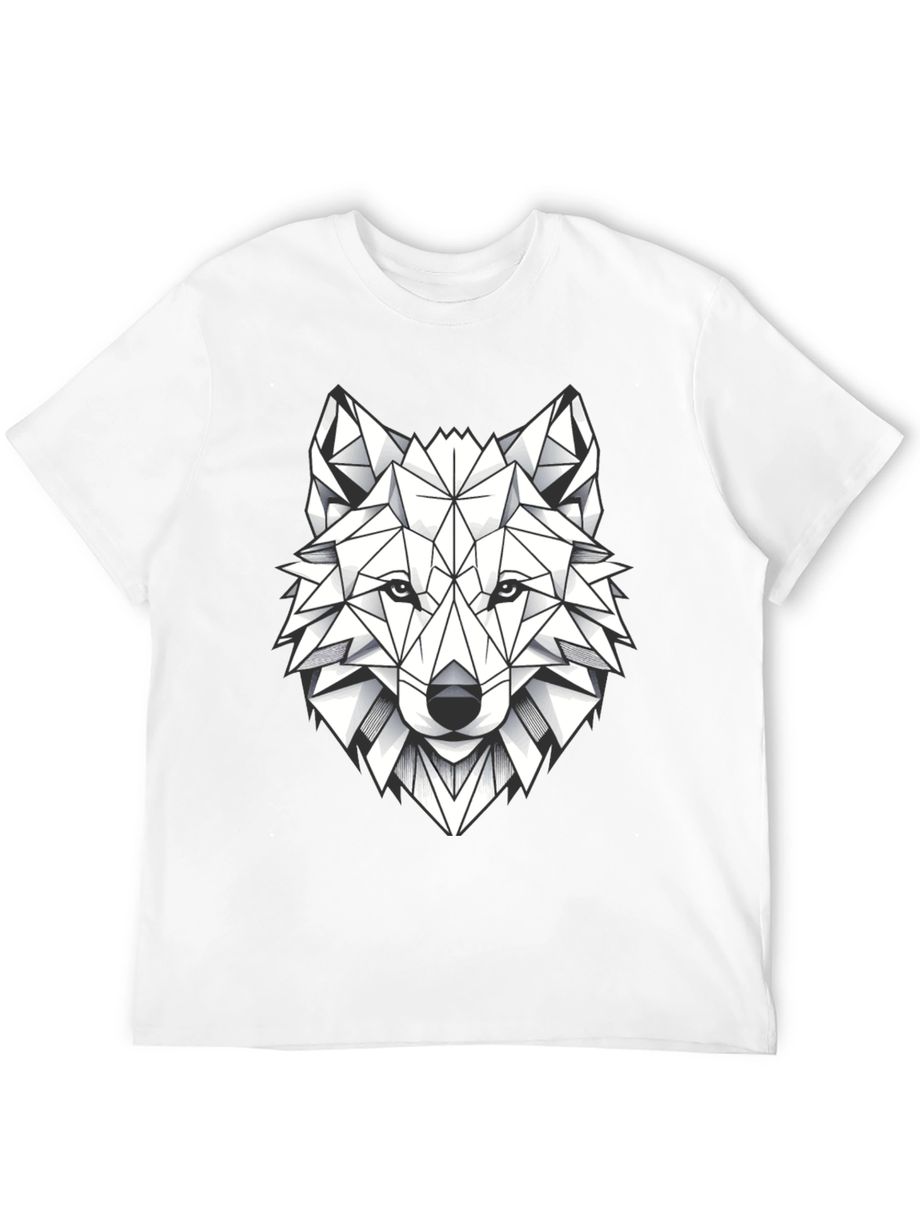 Geometric Wolf Graphic Tee - Modern Black T-Shirt