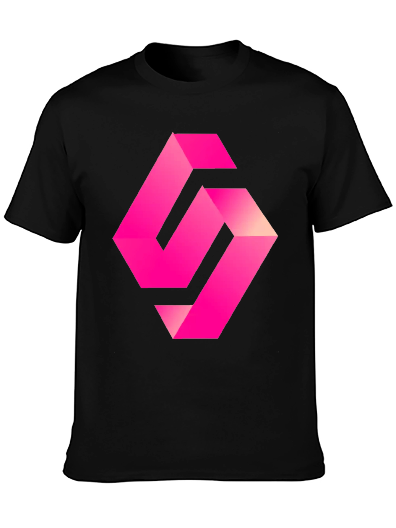 Mens Black T-shirt with Abstract Pink Logo