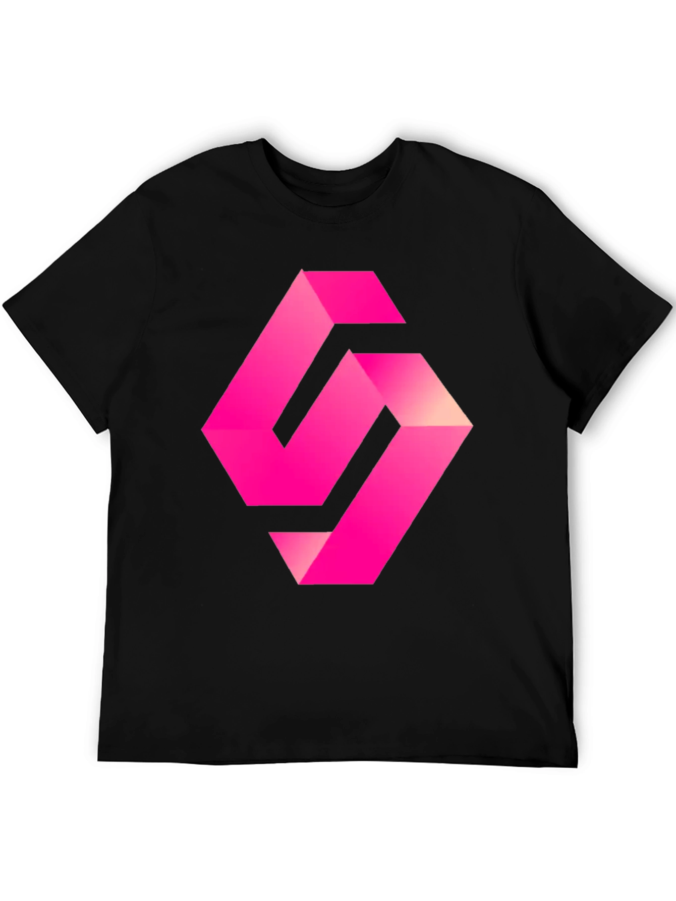 Mens Black T-shirt with Abstract Pink Logo
