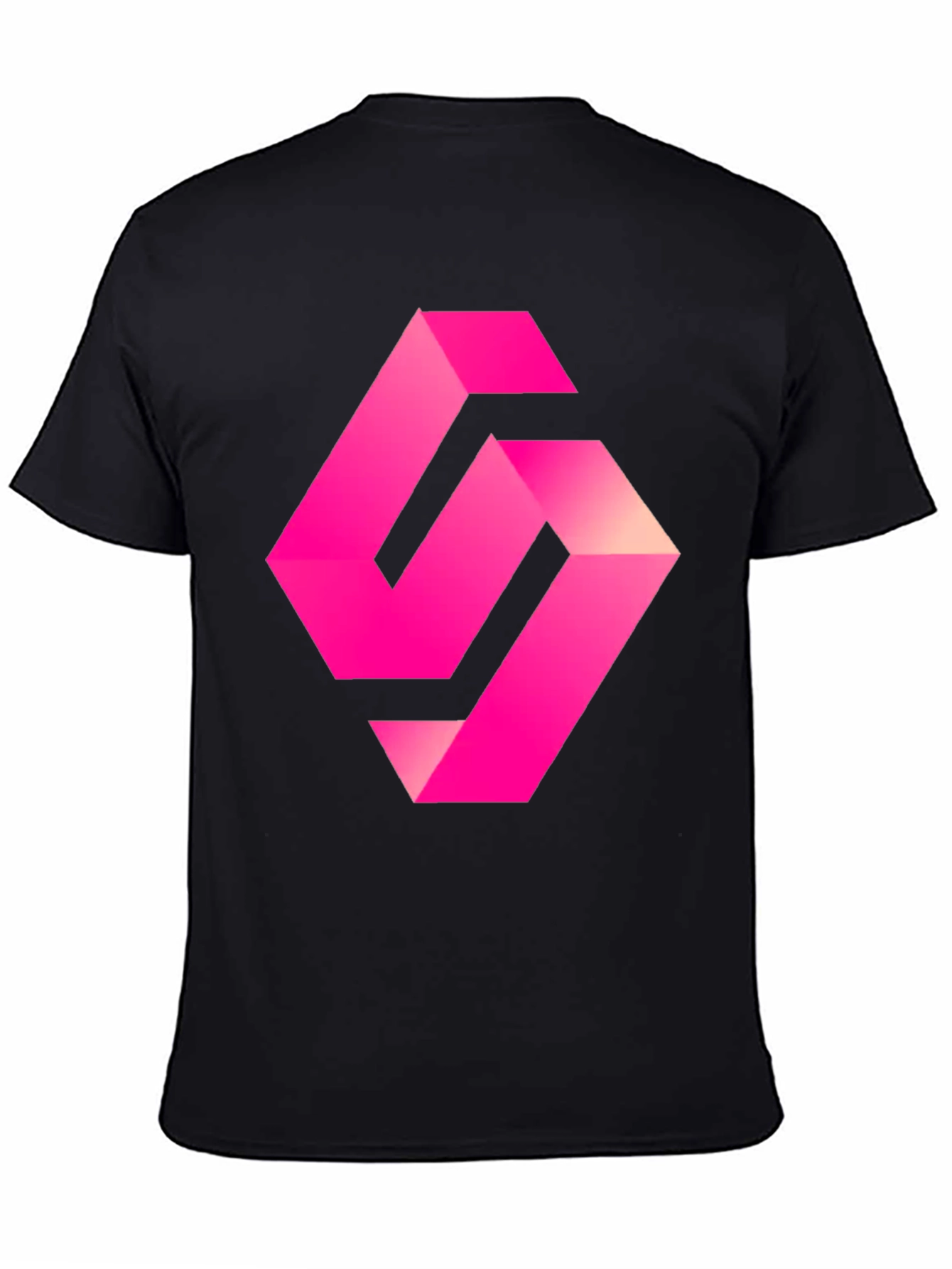 Mens Black T-shirt with Abstract Pink Logo
