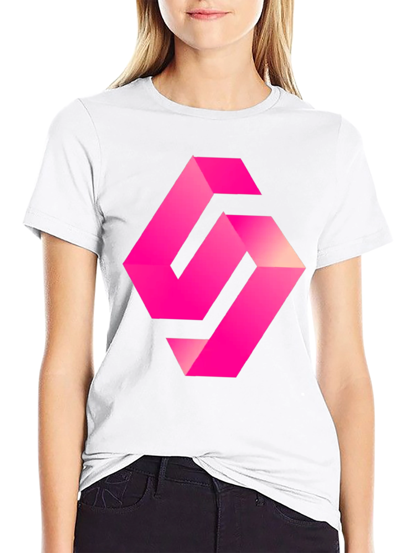 Mens Black T-shirt with Abstract Pink Logo