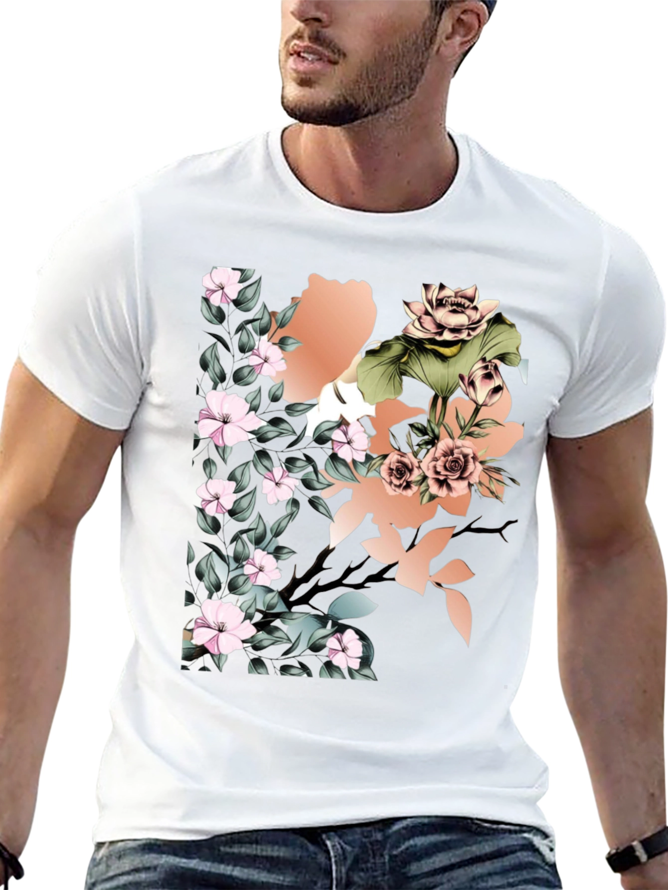 Floral Print Black T-Shirt: Stylish Casual Wear