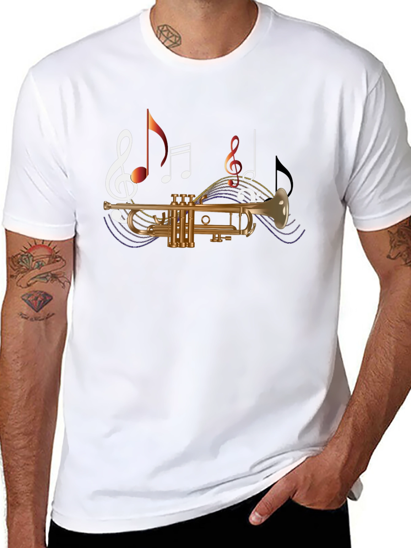 Musical Trumpet Graphic Tee - Black