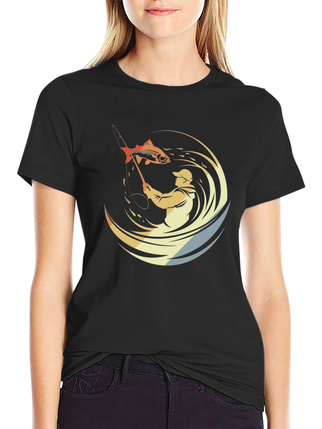 Mens Fishing Graphic Tee - Black