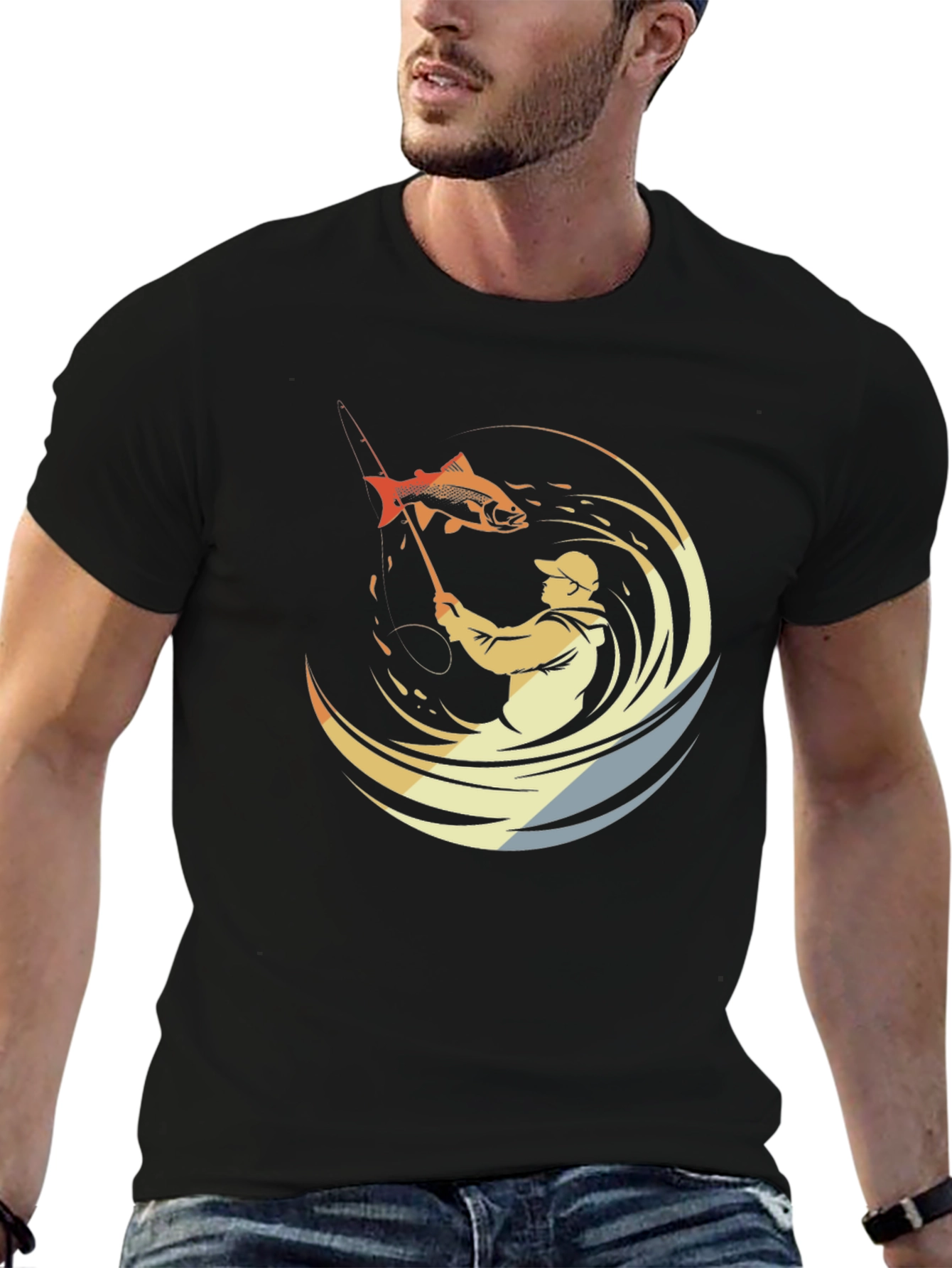 Mens Fishing Graphic Tee - Black