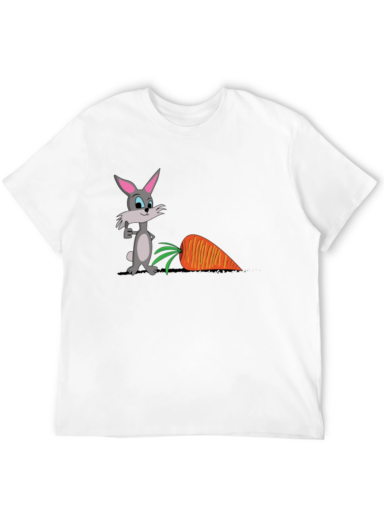 Cartoon Rabbit & Carrot Graphic T-Shirt