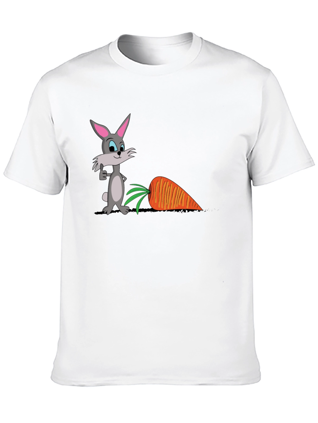 Cartoon Rabbit & Carrot Graphic T-Shirt