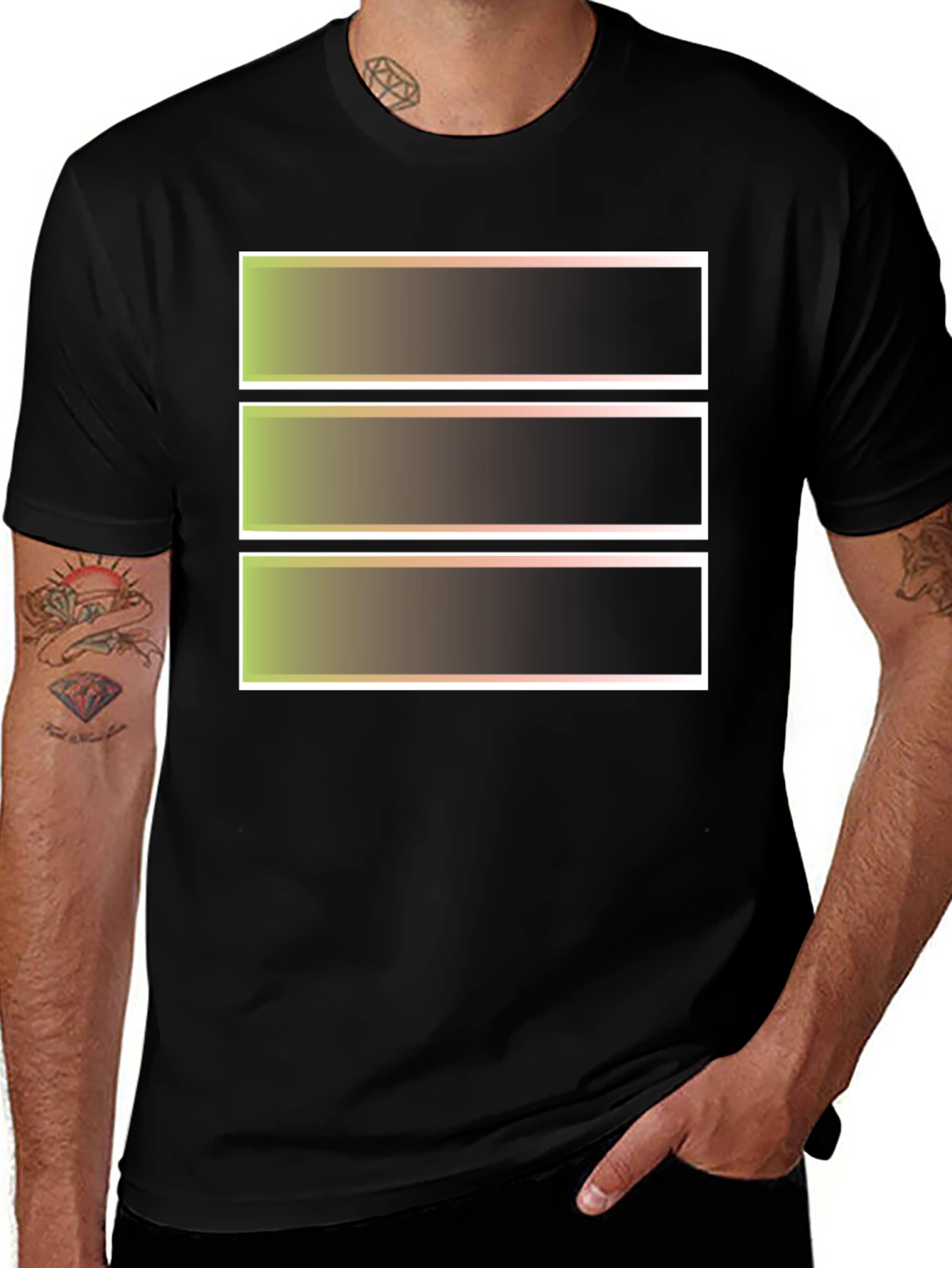 Abstract Graphic Tee - Black Crew Neck T-Shirt