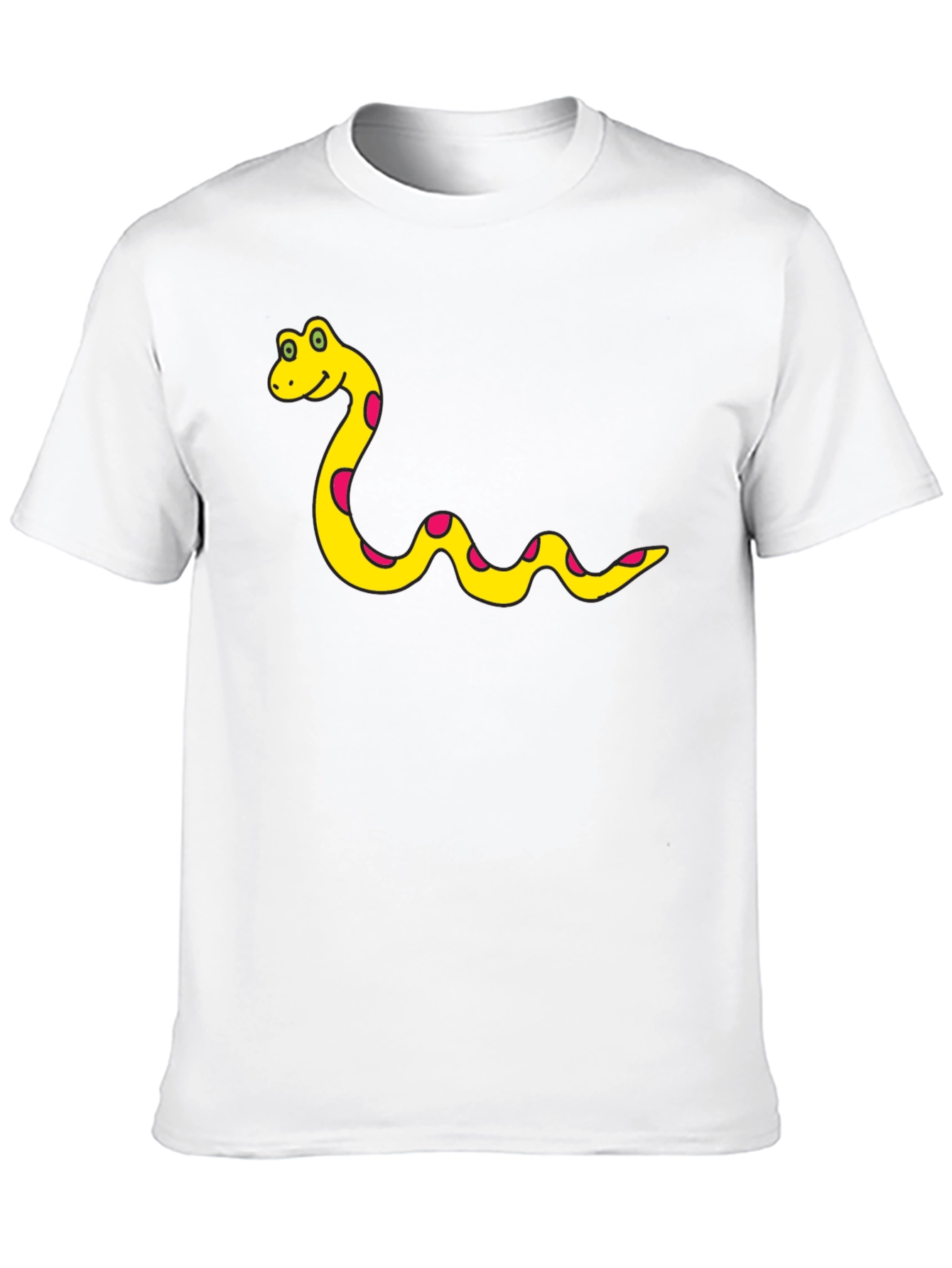 Cartoon Snake T-Shirt - Black Cotton Tee