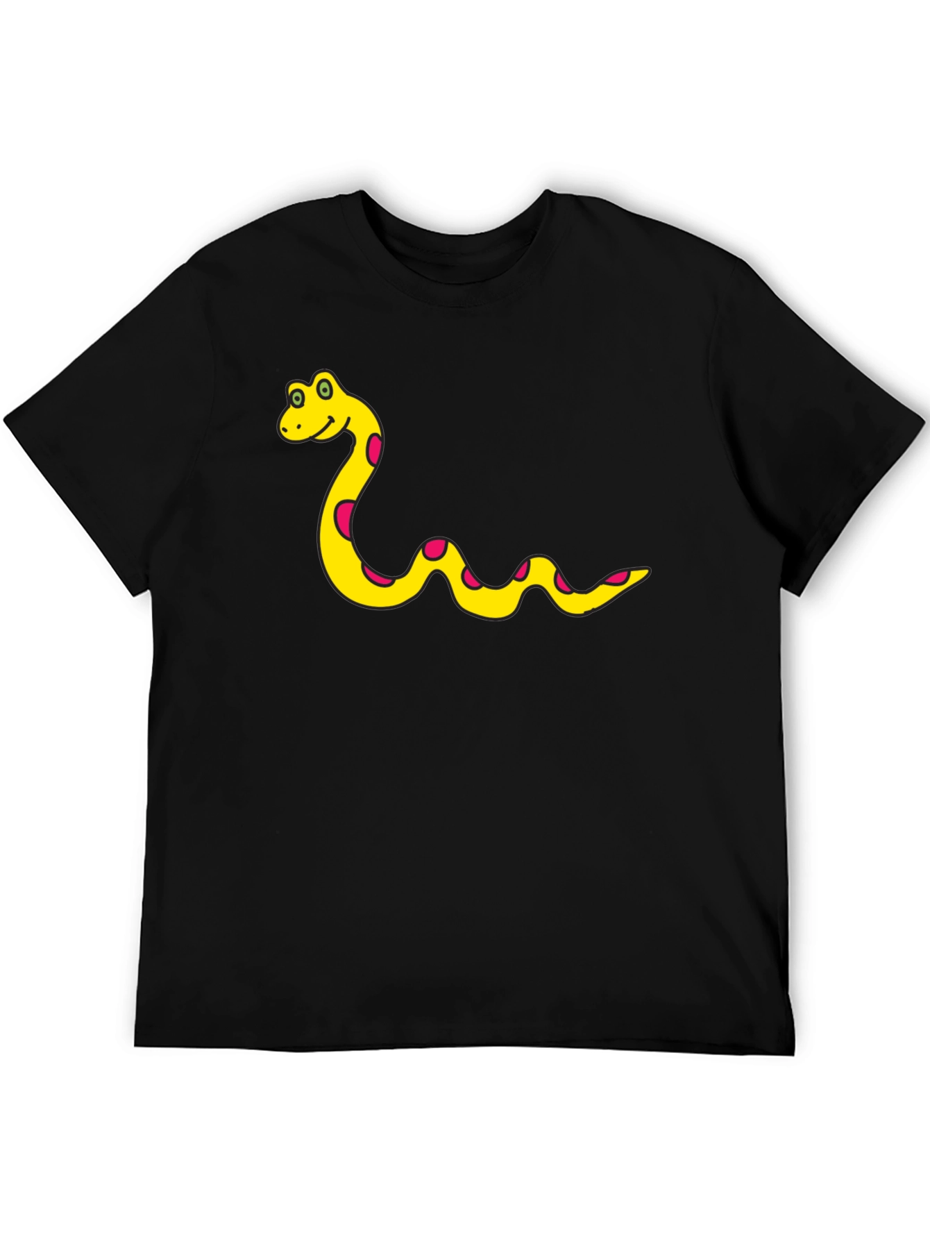 Cartoon Snake T-Shirt - Black Cotton Tee