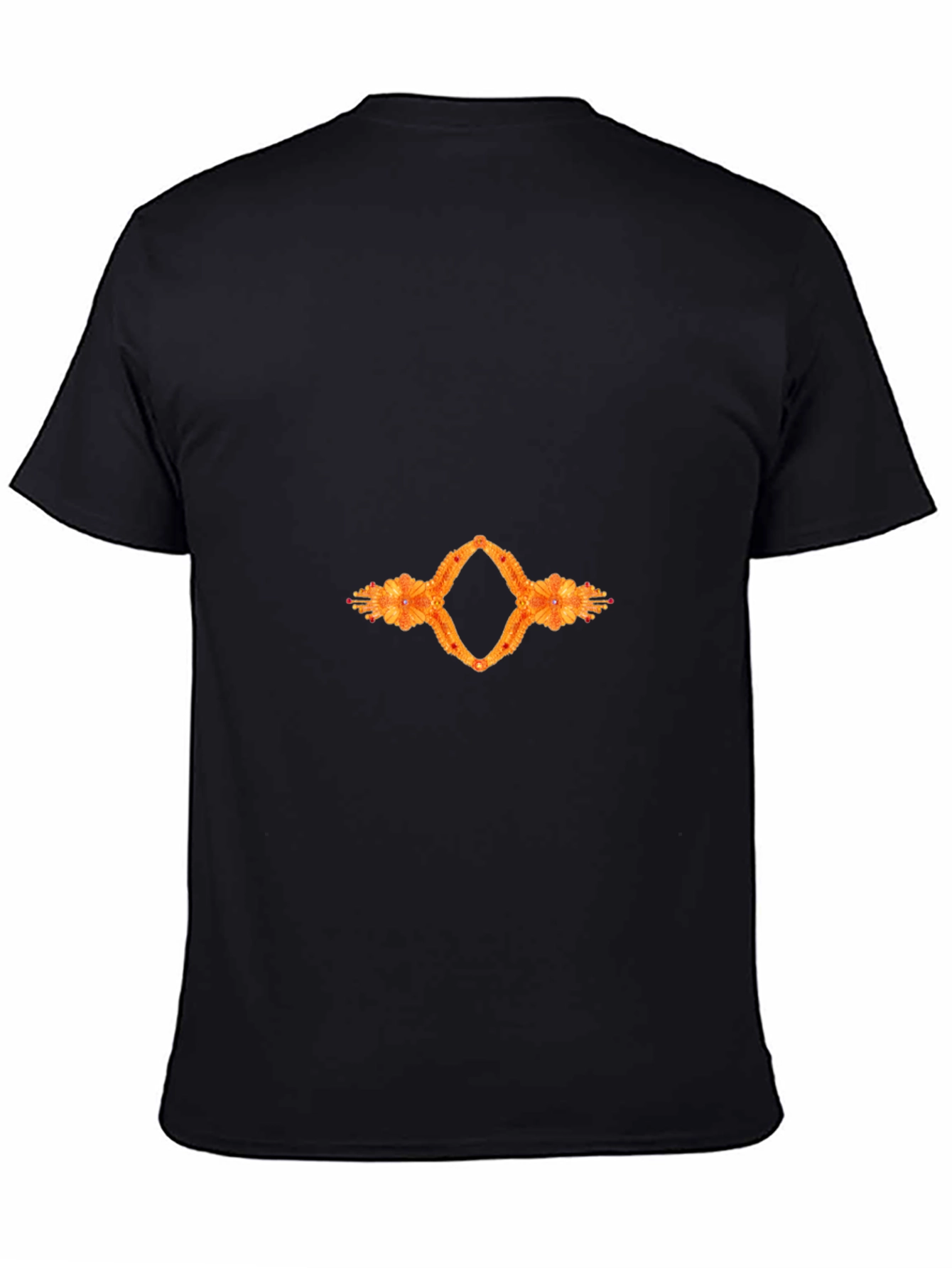 Black Tee with Abstract Floral Diamond Graphic