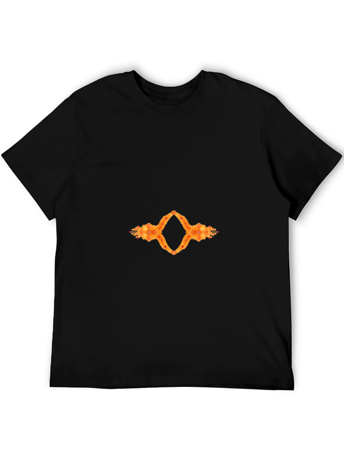 Black Tee with Abstract Floral Diamond Graphic
