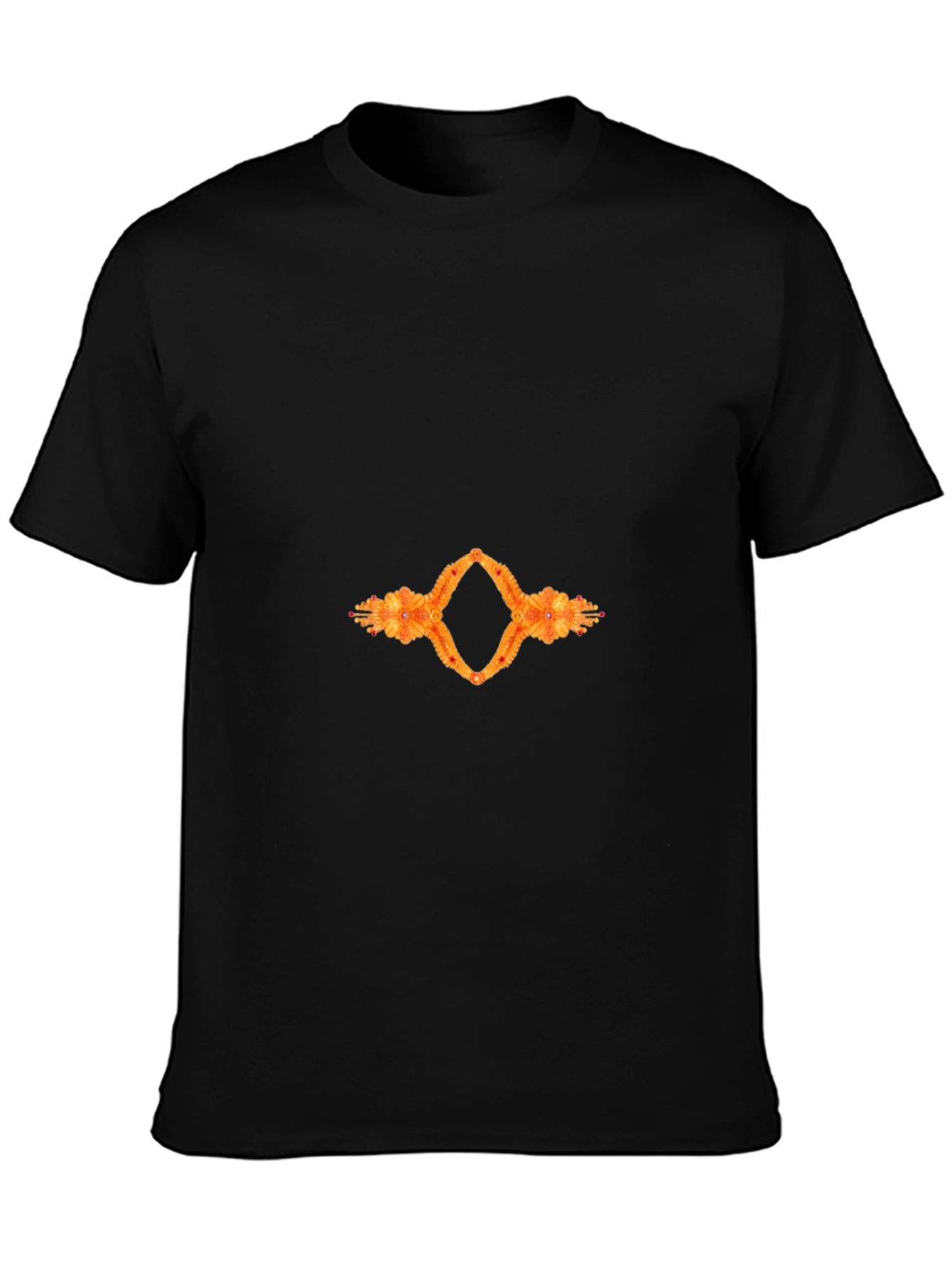 Black Tee with Abstract Floral Diamond Graphic