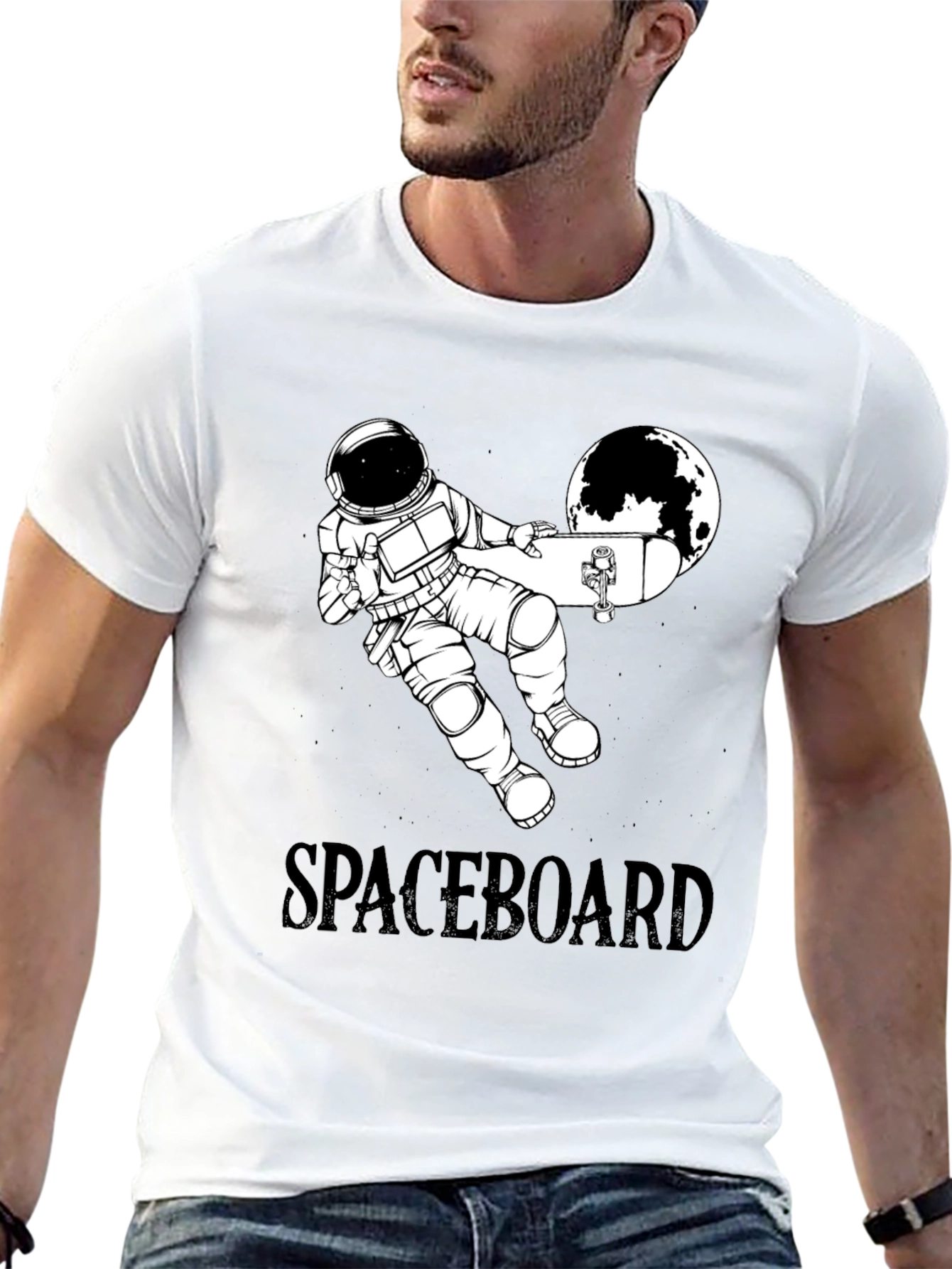 Spaceboard T-Shirt - Astronaut Skateboard Design